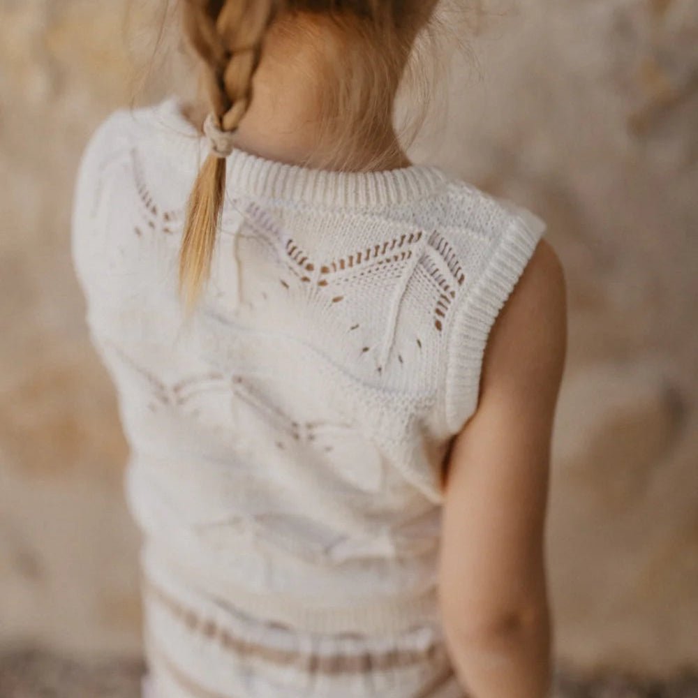 LEEVJE Stricktop mit aufwendigem Lochstrickmuster - wunderwunsch