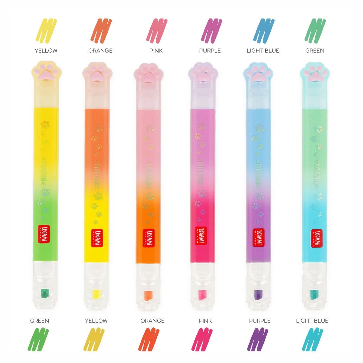 LEGAMI 6er Set Textmarker Doppelspitze - Katze - wunderwunsch