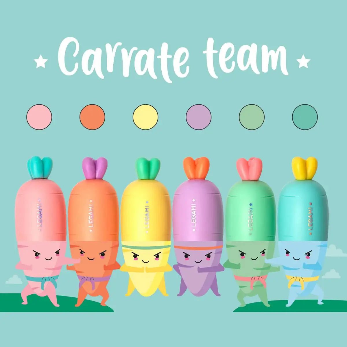 LEGAMI Mini-Textmarker 6er Set - Carrate Team - wunderwunsch