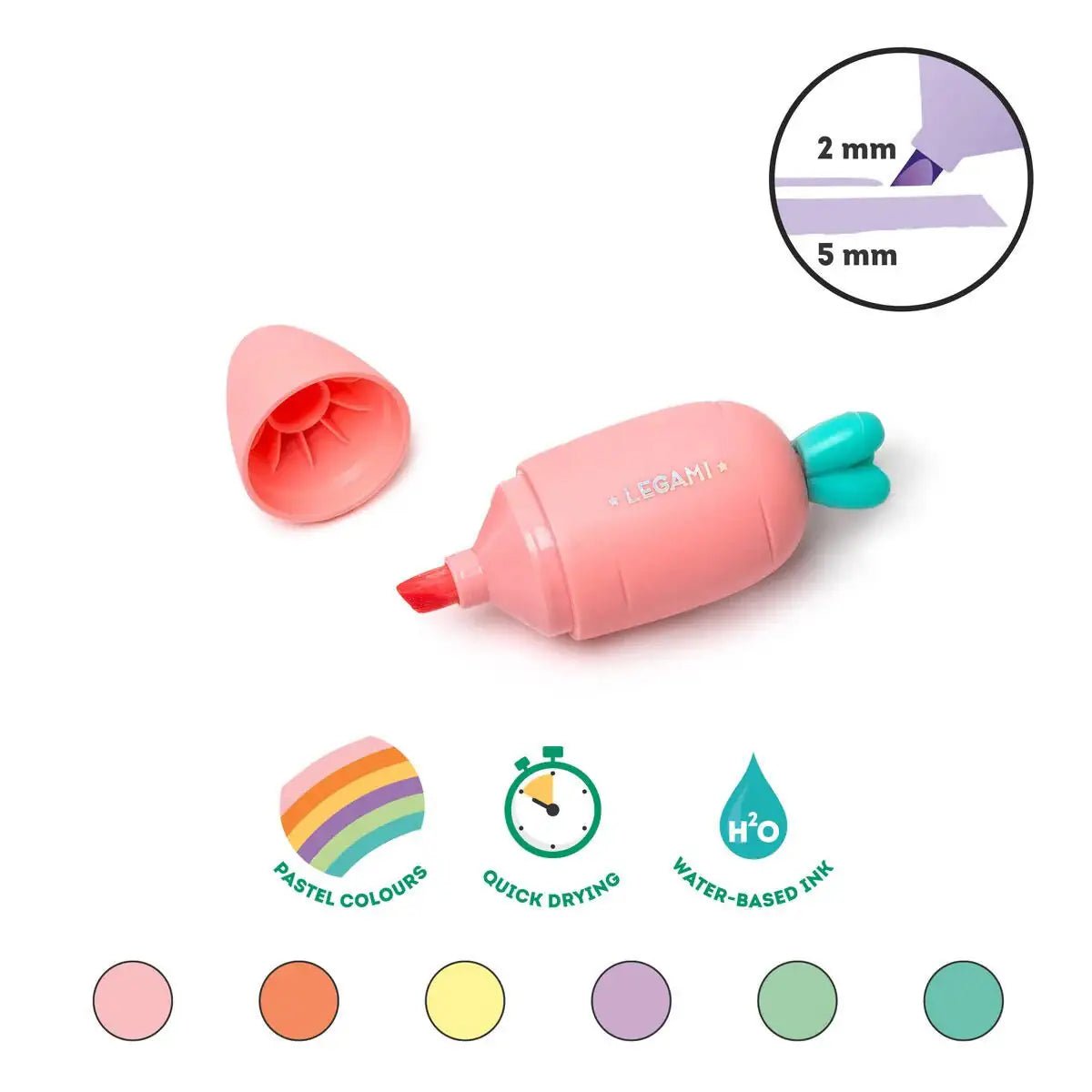 LEGAMI Mini-Textmarker 6er Set - Carrate Team - wunderwunsch