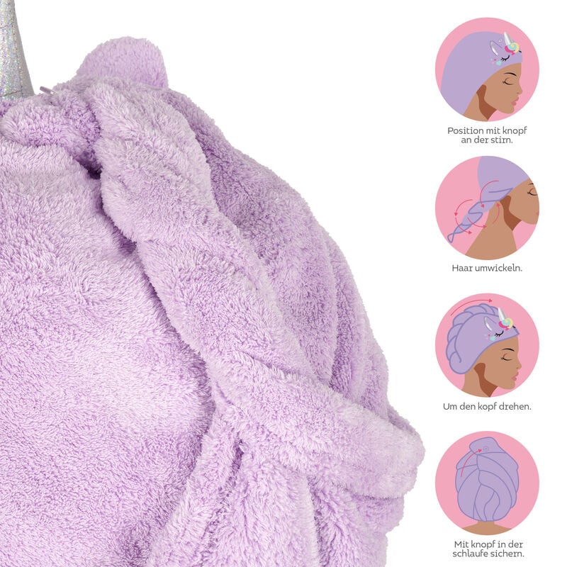 LEGAMI Turban - Handtuch - Einhorn & Katze - personalisierbar - wunderwunsch