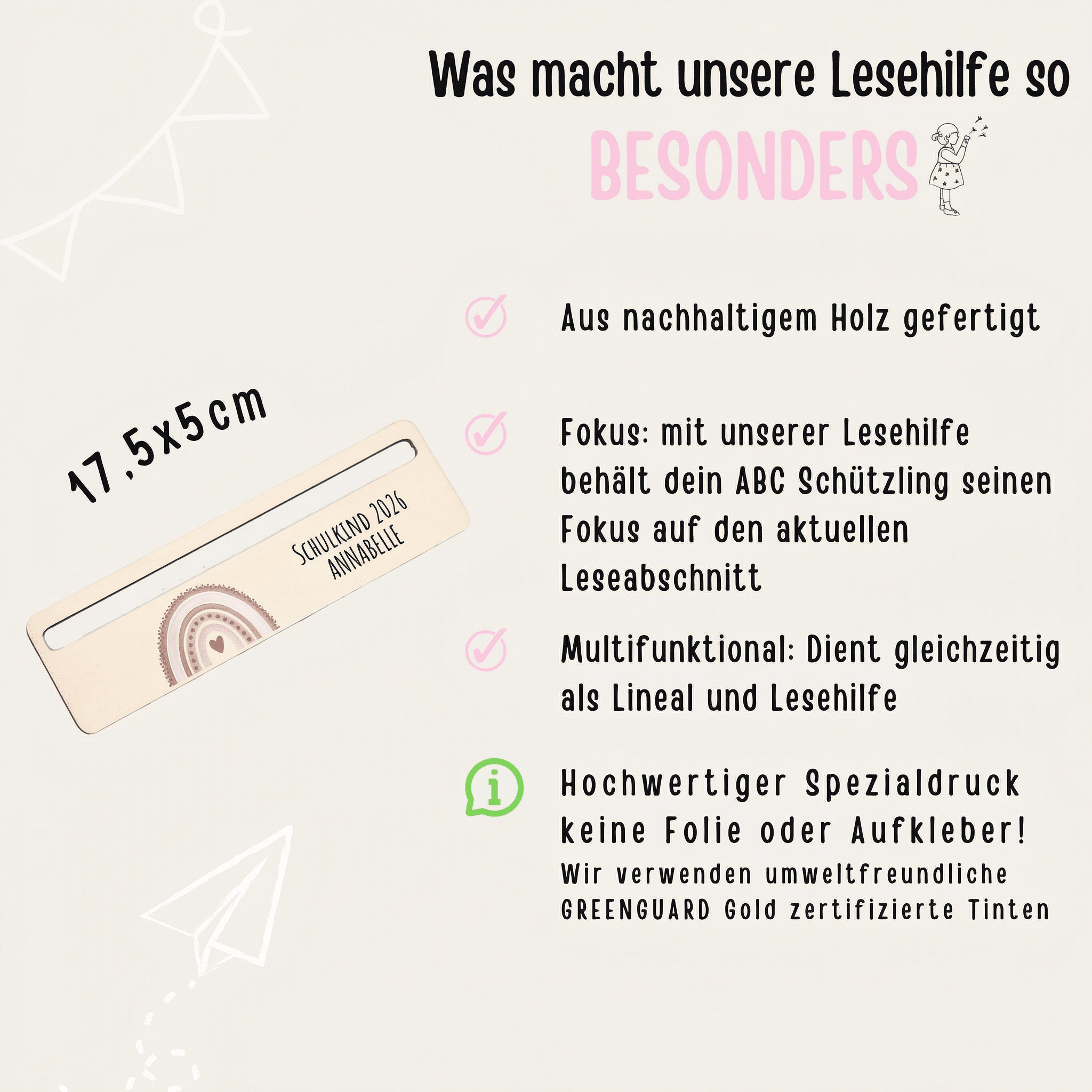 Lesehilfe personalisiert - Regenbogen Punkte Aquarell - wunderwunsch