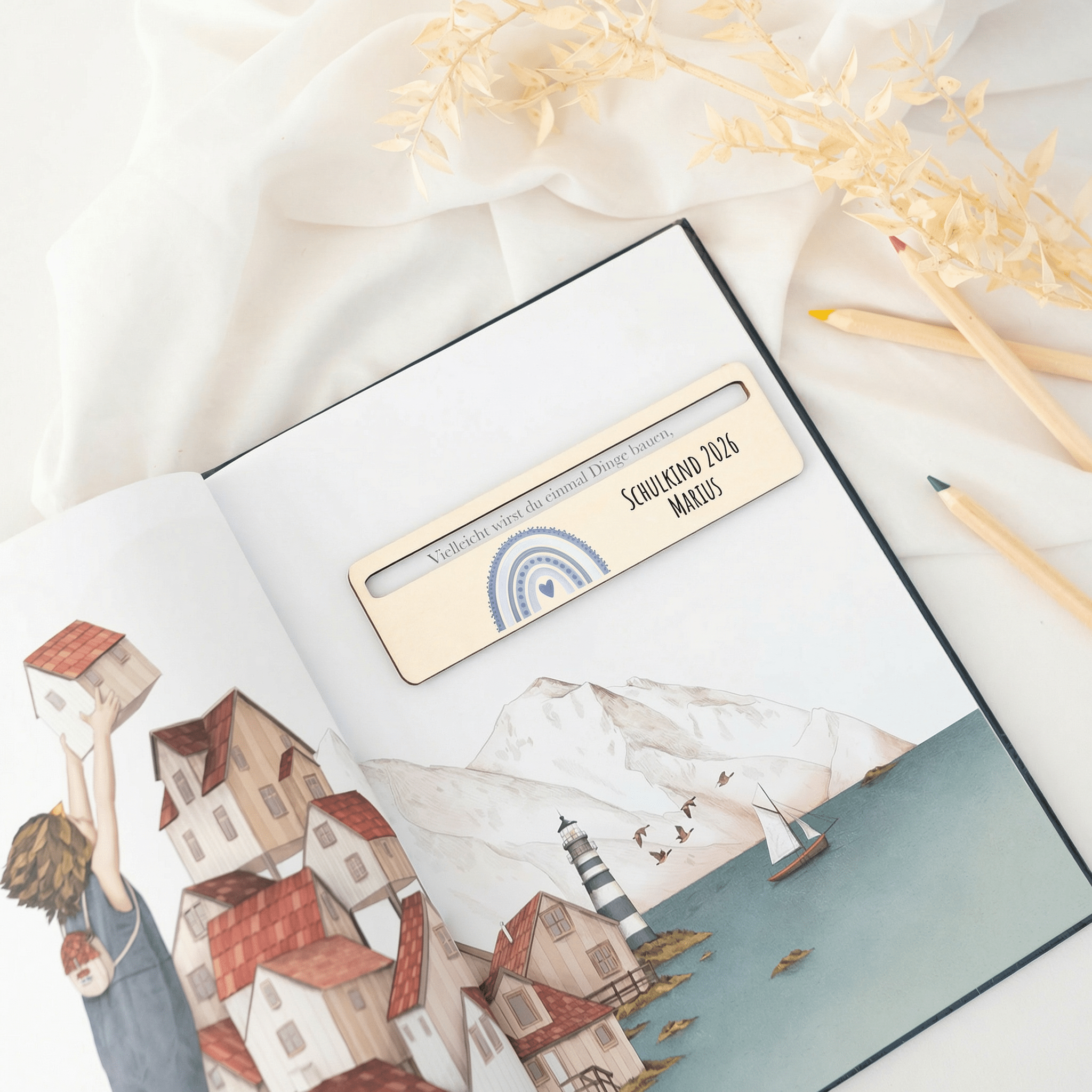 Lesehilfe personalisiert - Regenbogen Punkte Aquarell - wunderwunsch