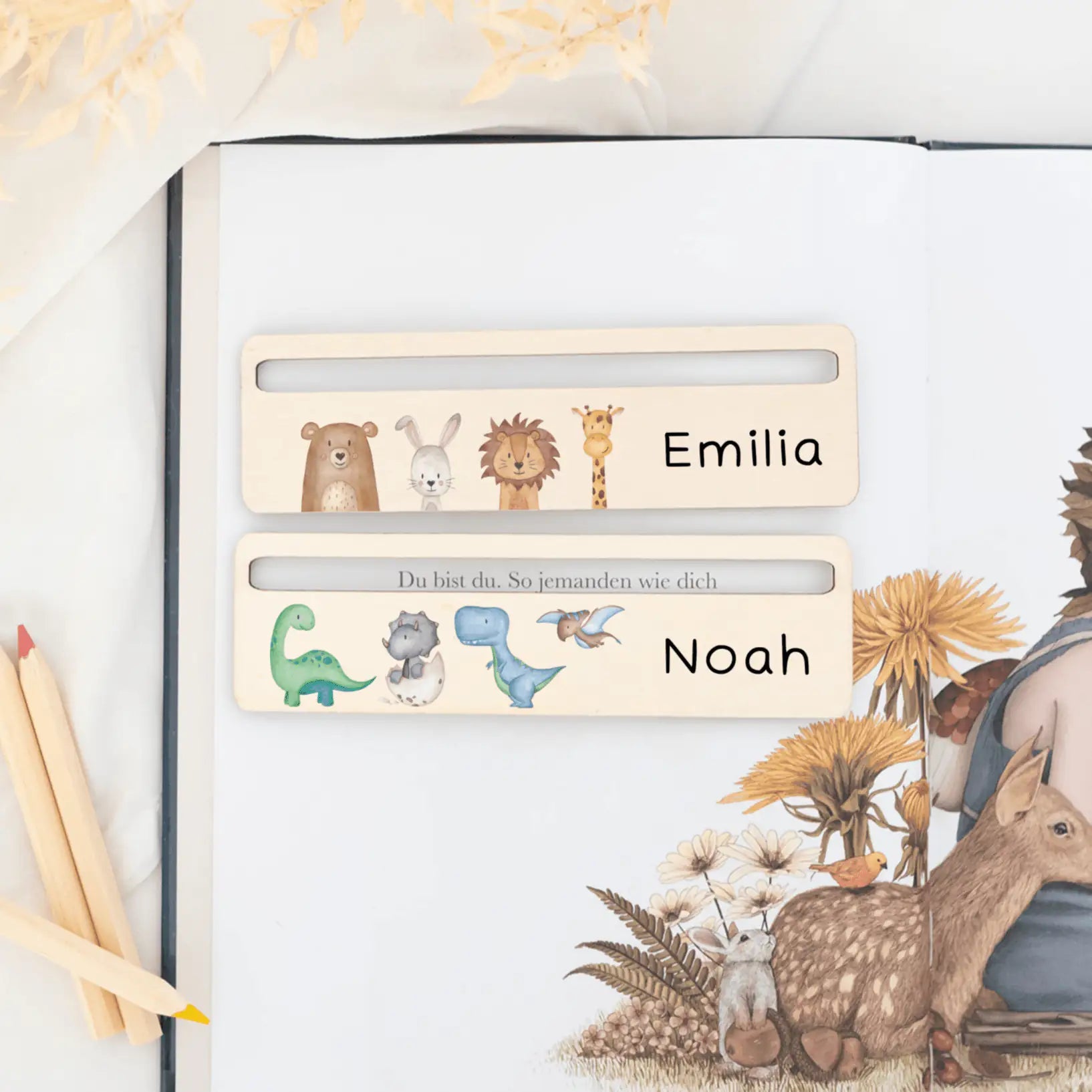 Lesehilfe personalisiert - Tiere oder Dinos Aquarell - wunderwunsch
