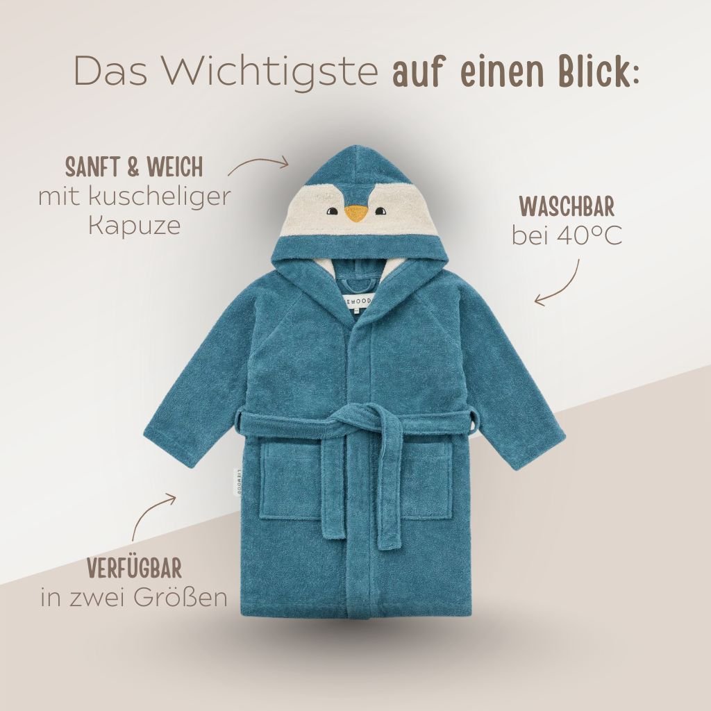 LIEWOOD Bademantel Pinguin personalisierbar - wunderwunsch