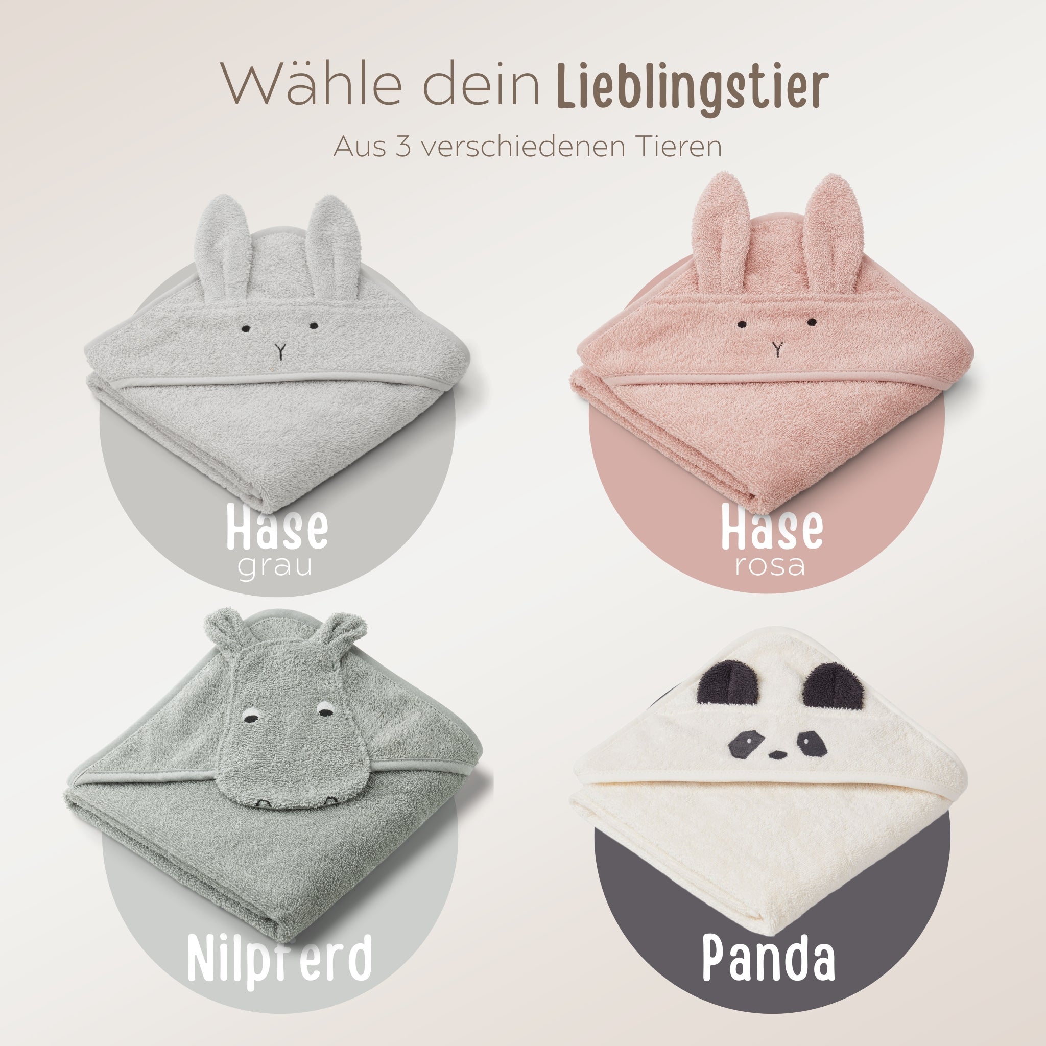 LIEWOOD Kapuzenhandtuch Tiere - wunderwunsch