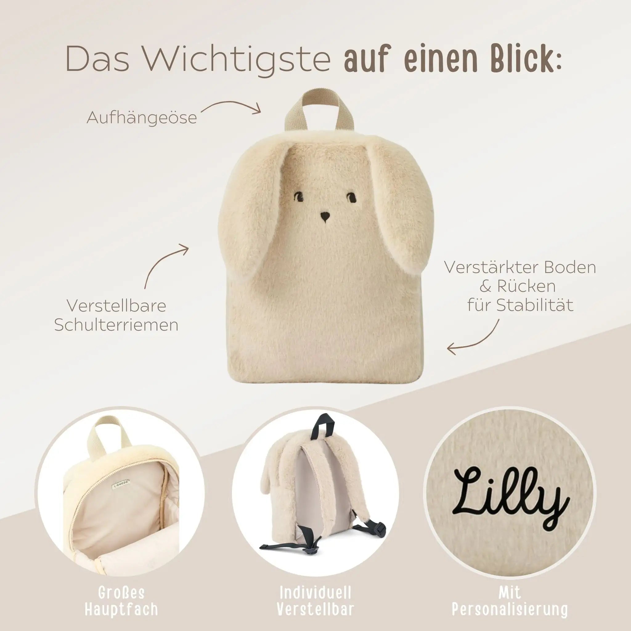 LIEWOOD Rucksack Hase personalisierbar - wunderwunsch
