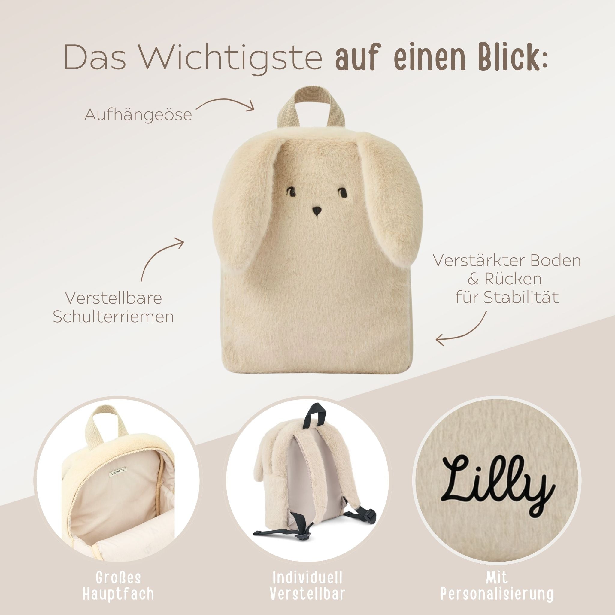 LIEWOOD Rucksack Hase personalisierbar - wunderwunsch