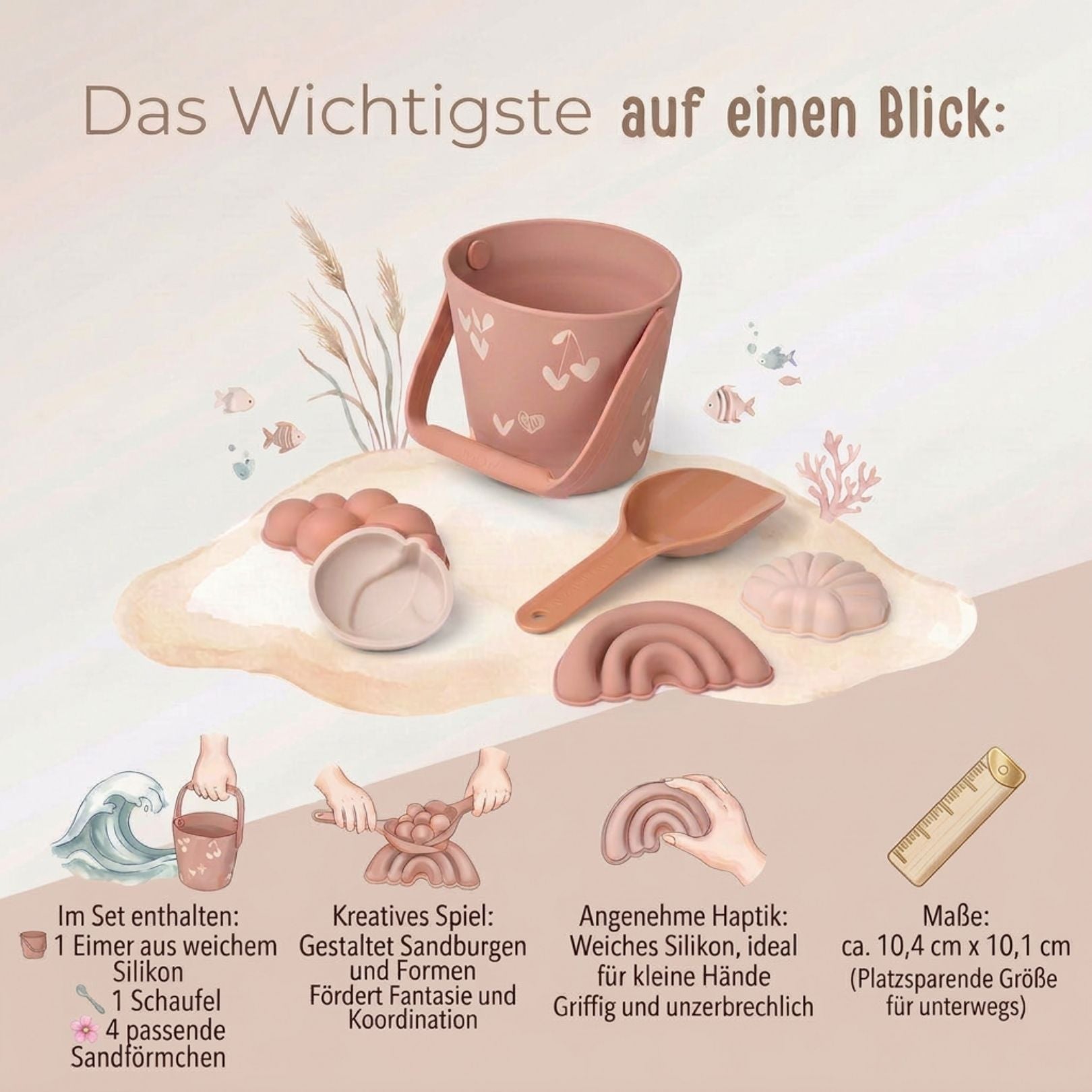 LIEWOOD Sandspielzeug Set Herzen personalisierbar - wunderwunsch