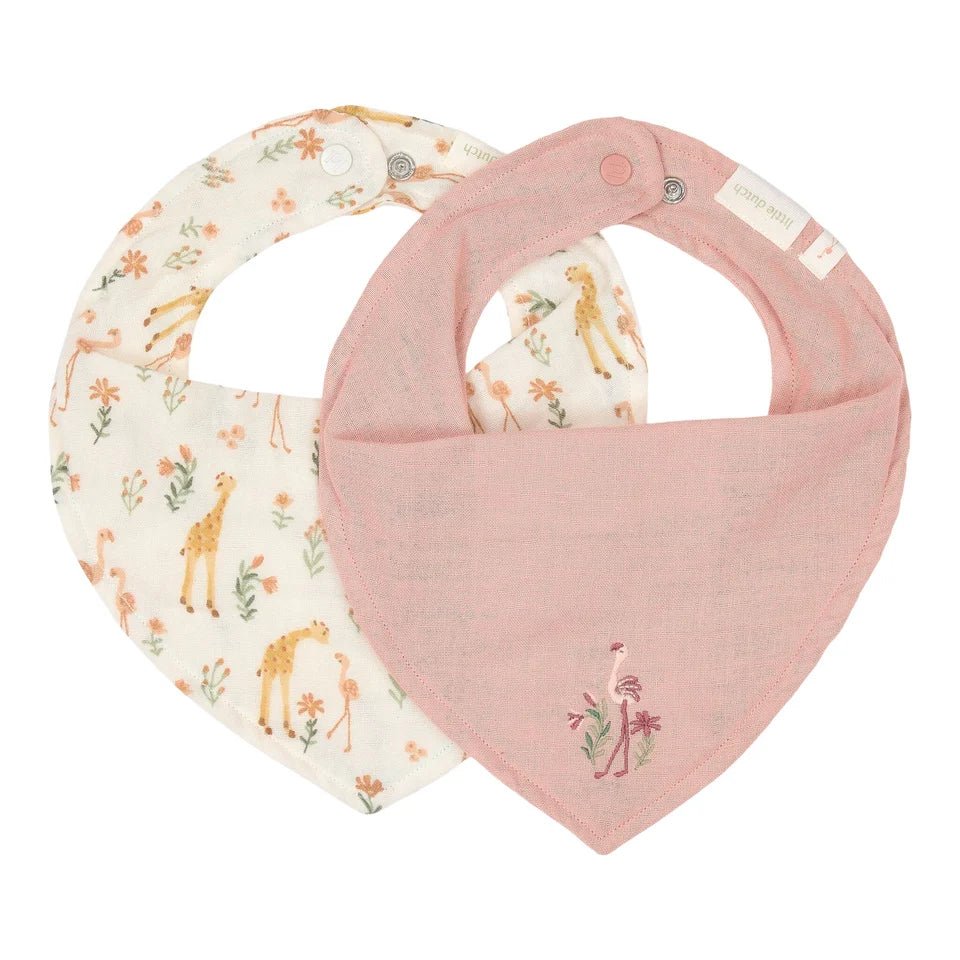 LITTLE DUTCH 2er-Pack Bandana-Lätzchen - Rosa - Blooming Safari - wunderwunsch