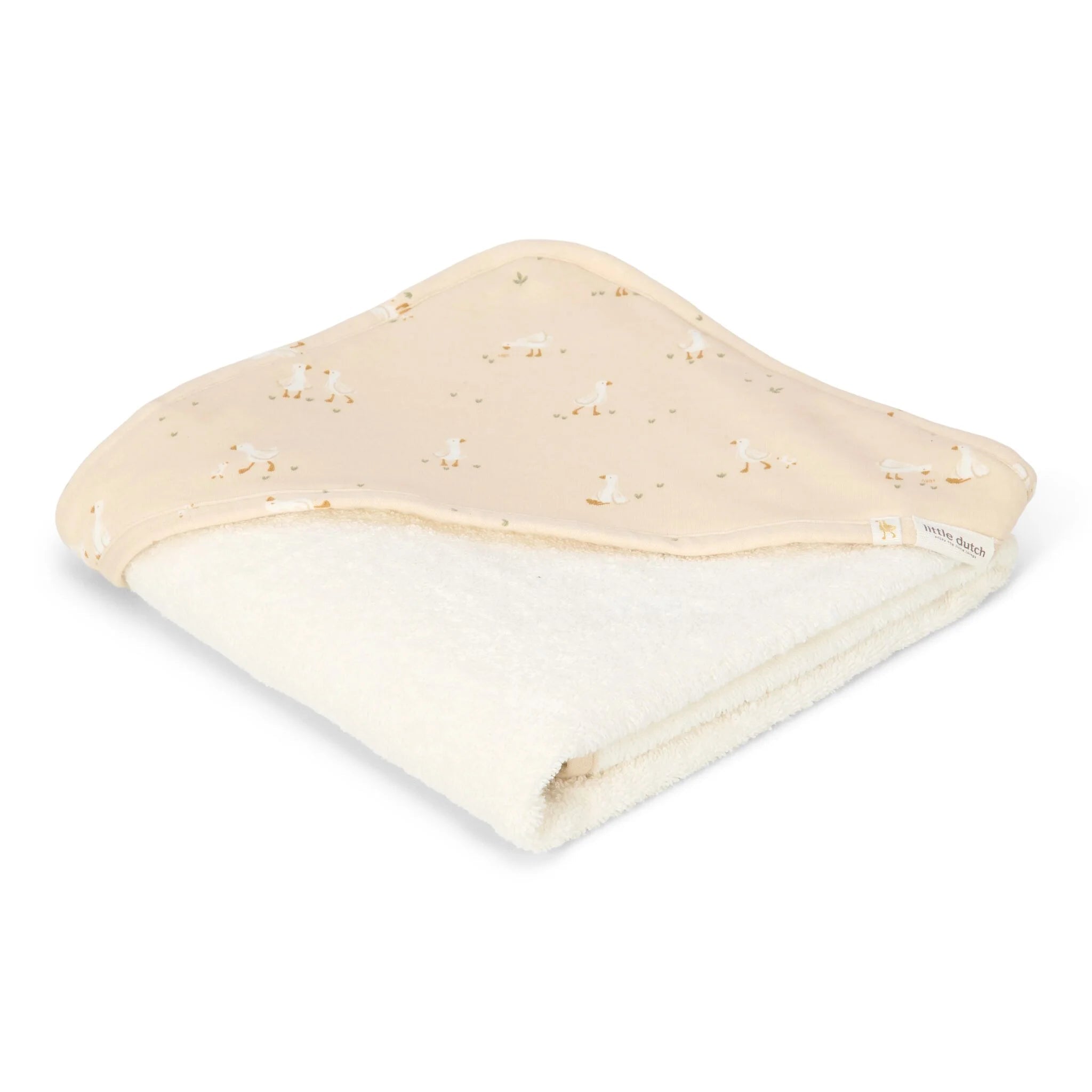 LITTLE DUTCH Badetuch 75x75cm - Gans weiß - Newborn Naturals - wunderwunsch
