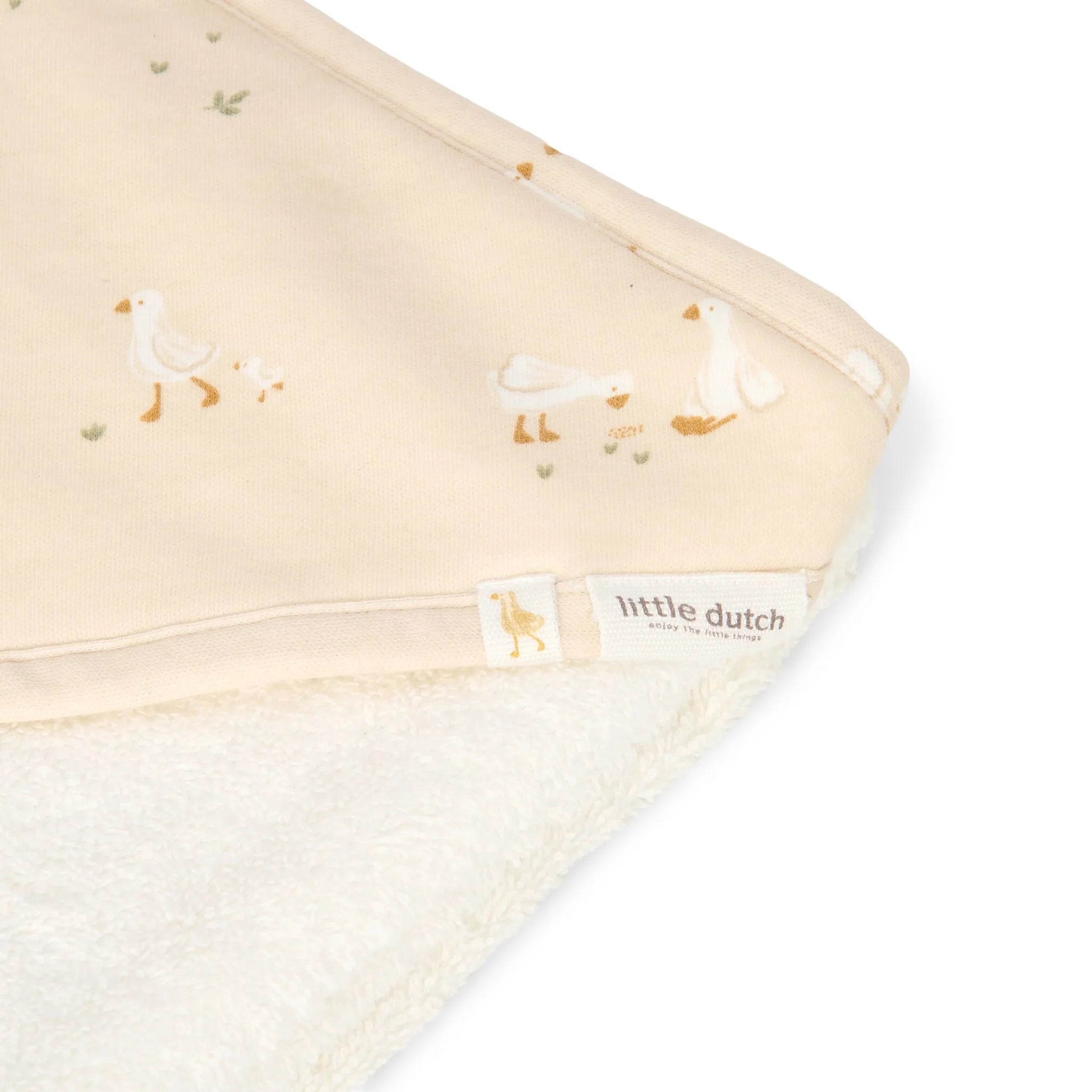 LITTLE DUTCH Badetuch 75x75cm - Gans weiß - Newborn Naturals - wunderwunsch