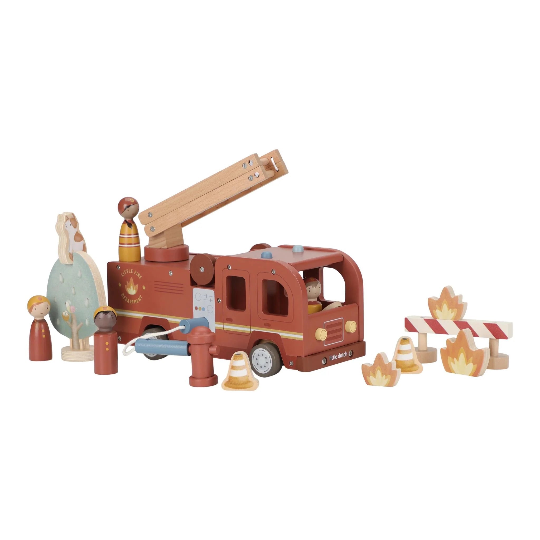 LITTLE DUTCH Holz Feuerwehrauto - Set - wunderwunsch