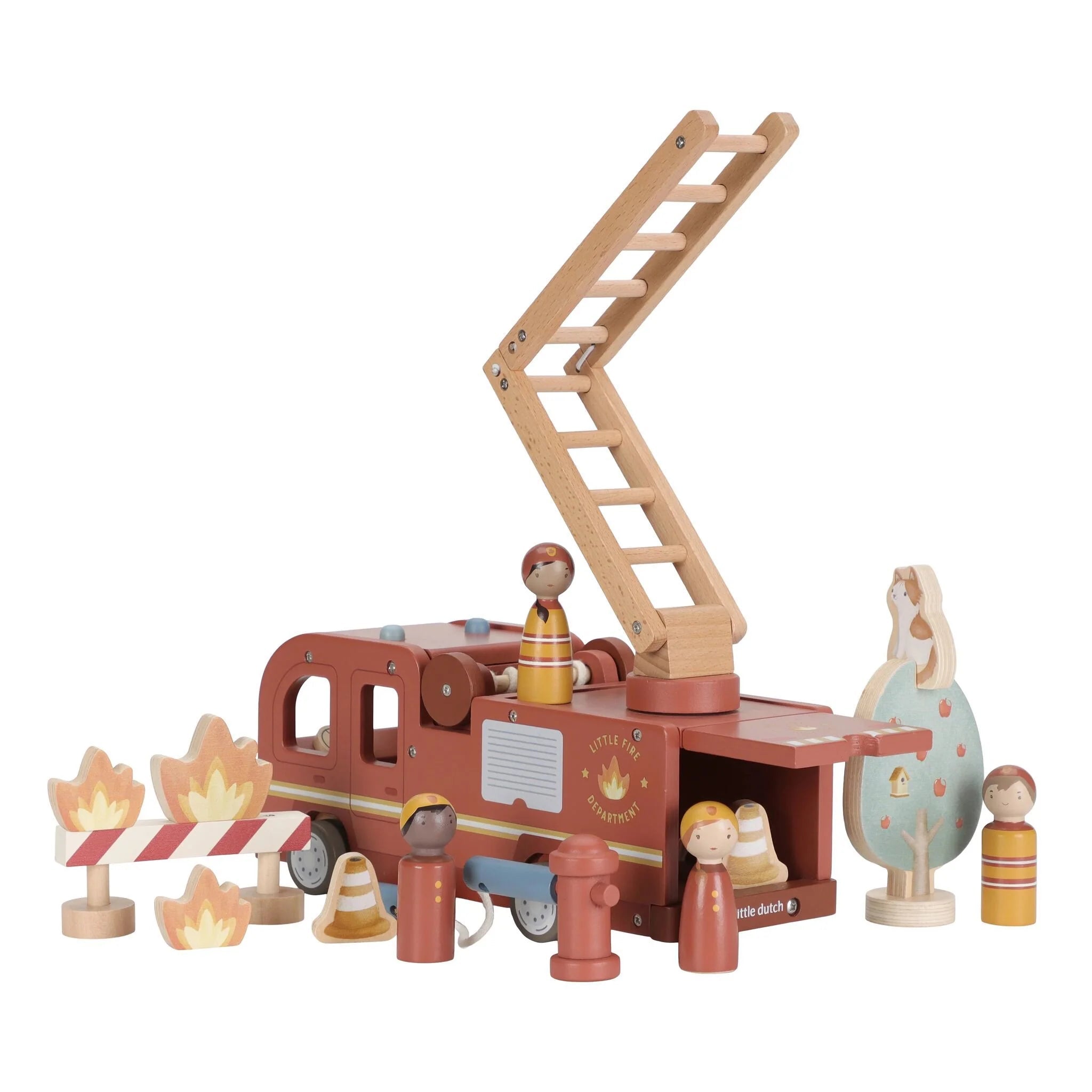 LITTLE DUTCH Holz Feuerwehrauto - Set - wunderwunsch