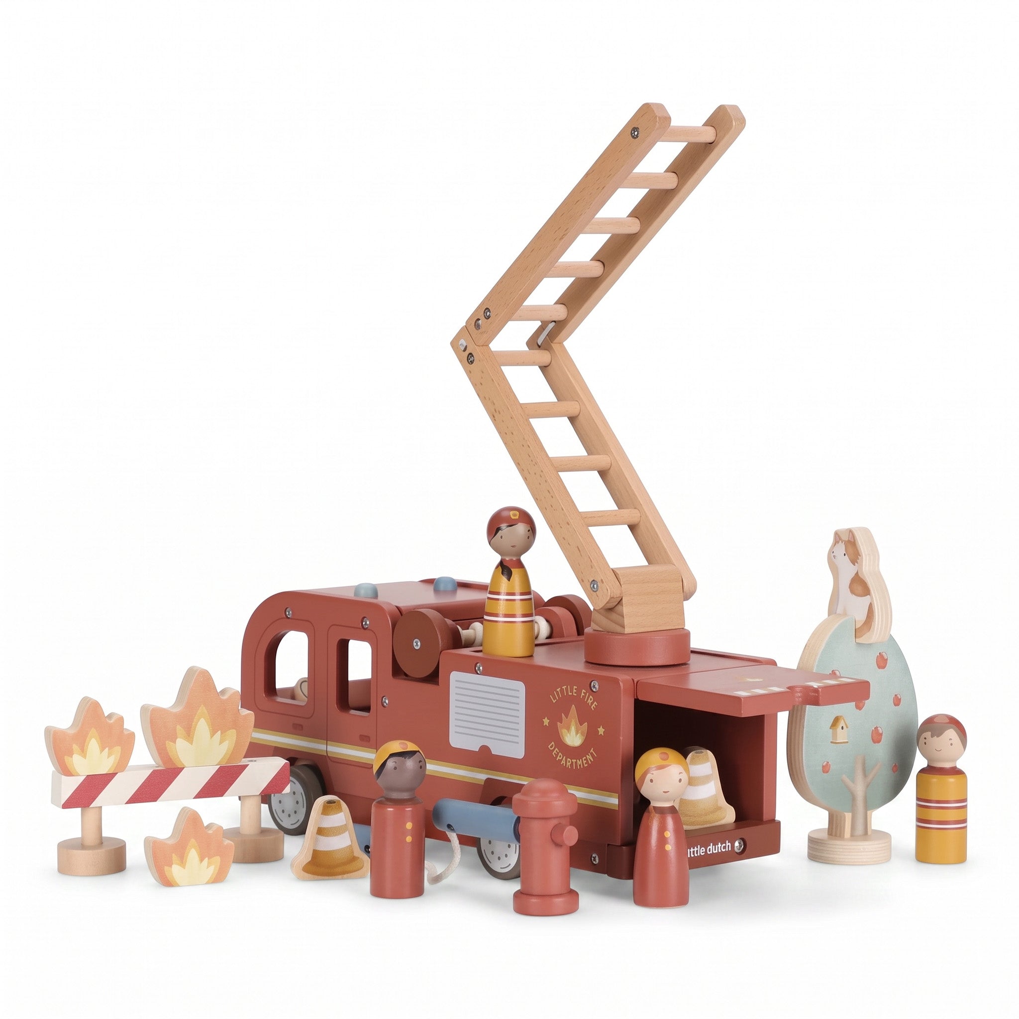 LITTLE DUTCH Holz Feuerwehrauto - Set