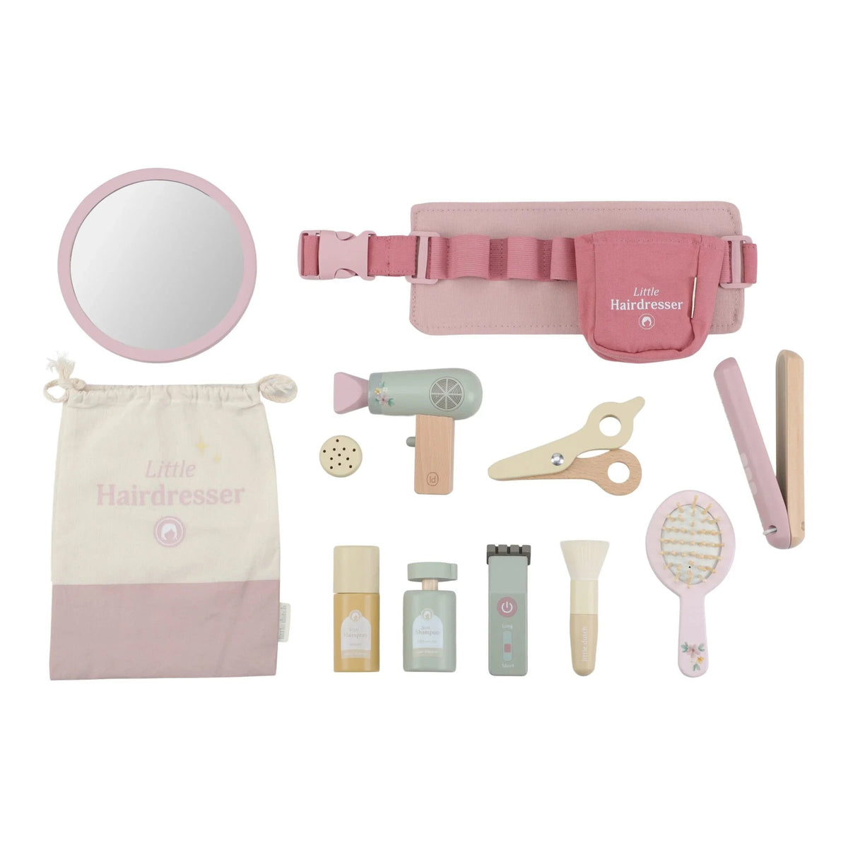 LITTLE DUTCH Holz Friseur-Set - Rosa - Essentials - wunderwunsch