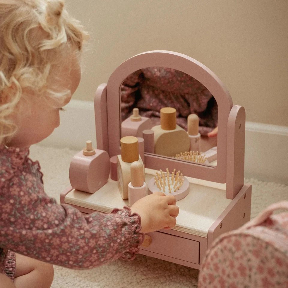 LITTLE DUTCH Holz Frisiertisch klein - Rosa - Essentials - wunderwunsch