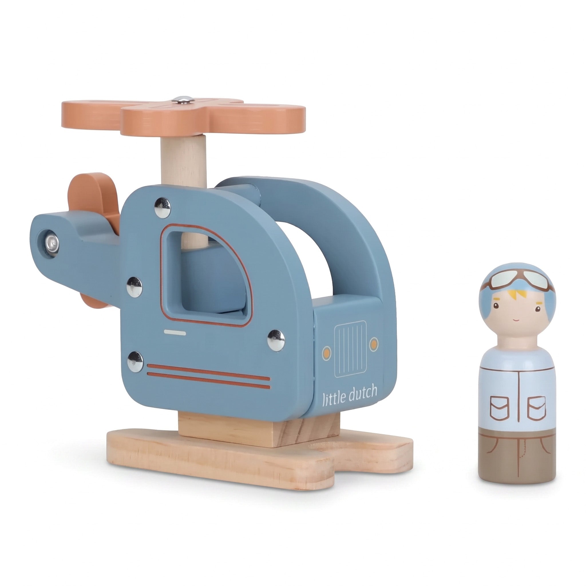 LITTLE DUTCH Holzspielzeug Hubschrauber - blau - wunderwunsch