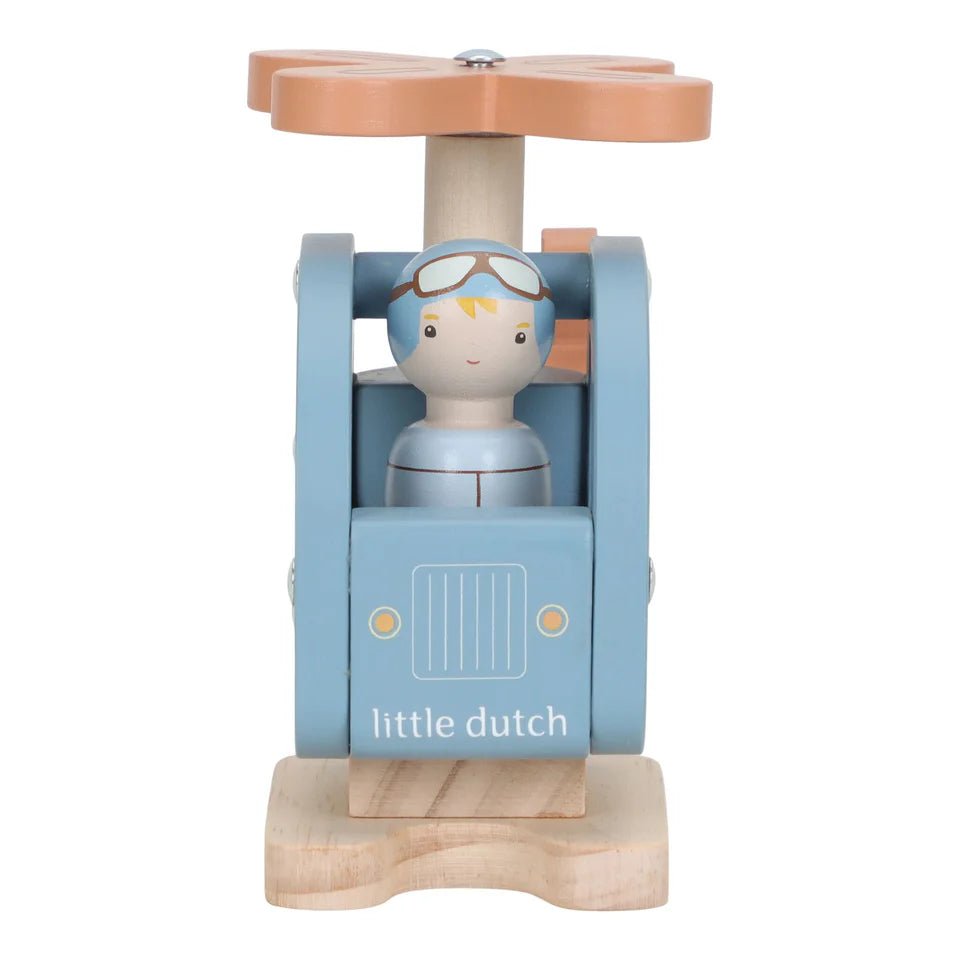 LITTLE DUTCH Holzspielzeug Hubschrauber - blau - wunderwunsch