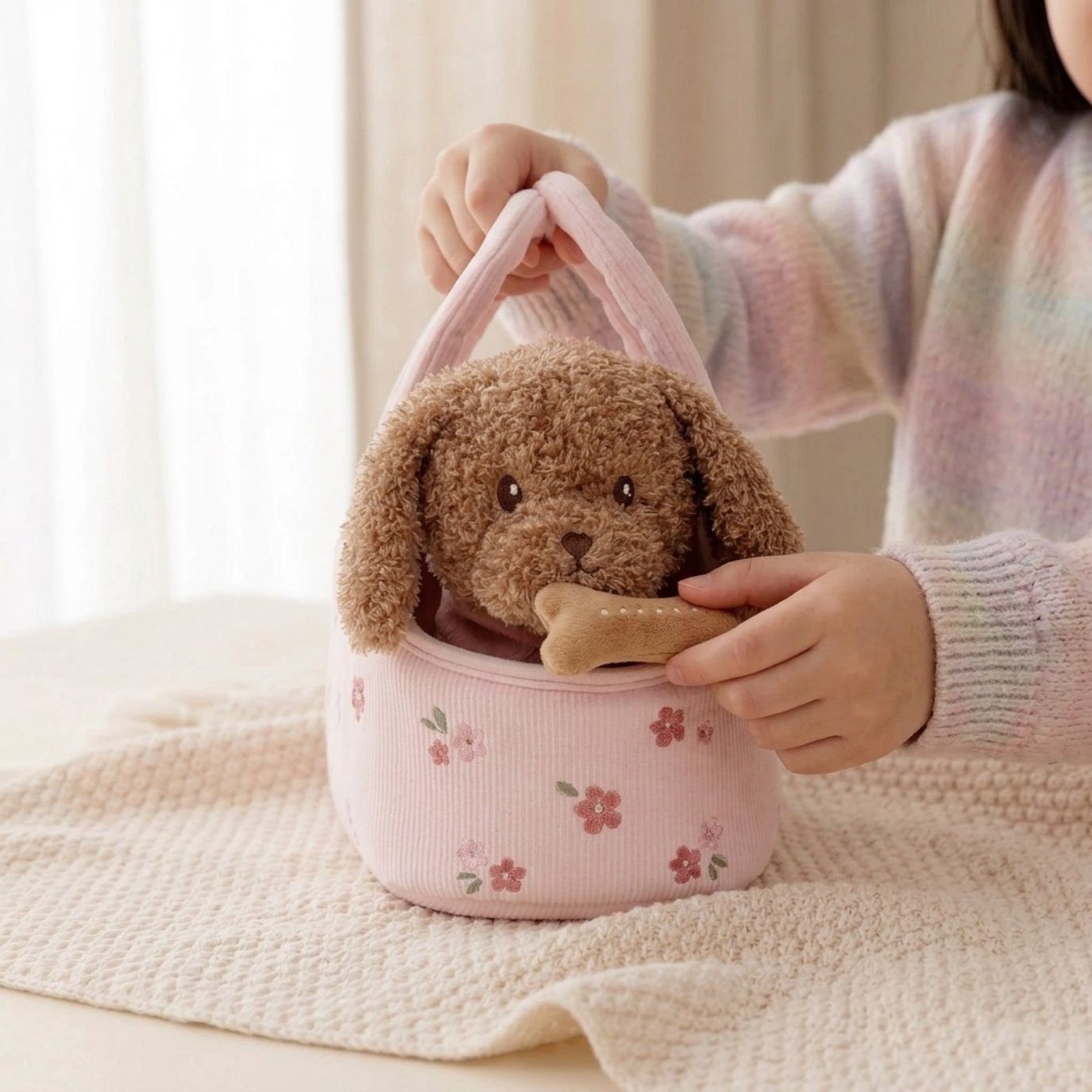 LITTLE DUTCH Kuschelhund in Tasche rosa - wunderwunsch