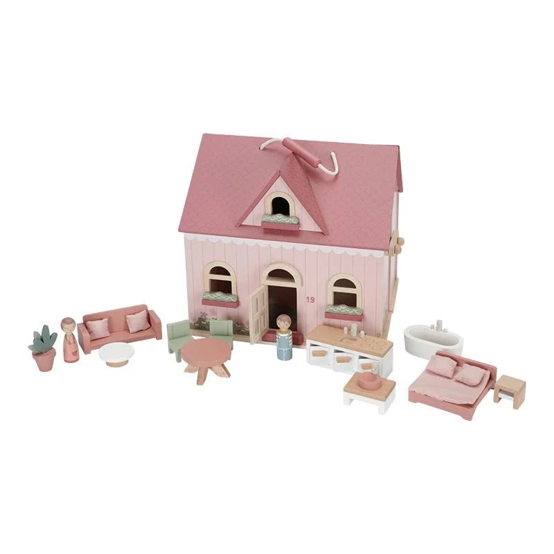 LITTLE DUTCH Tragbares Puppenhaus aus Holz – Essentials - wunderwunsch