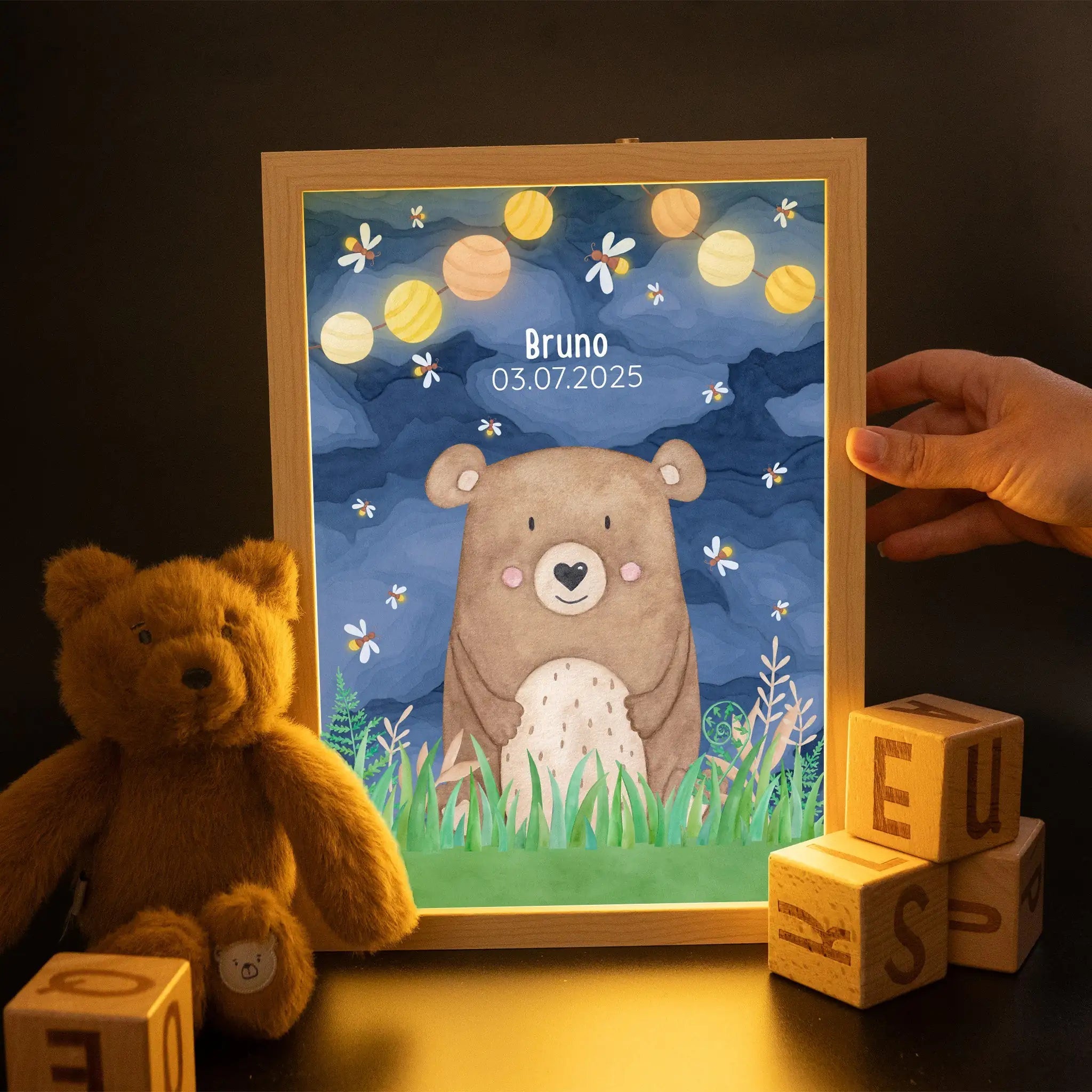 Magischer LED Bilderrahmen - Bär Glühwürmchen - wunderwunsch