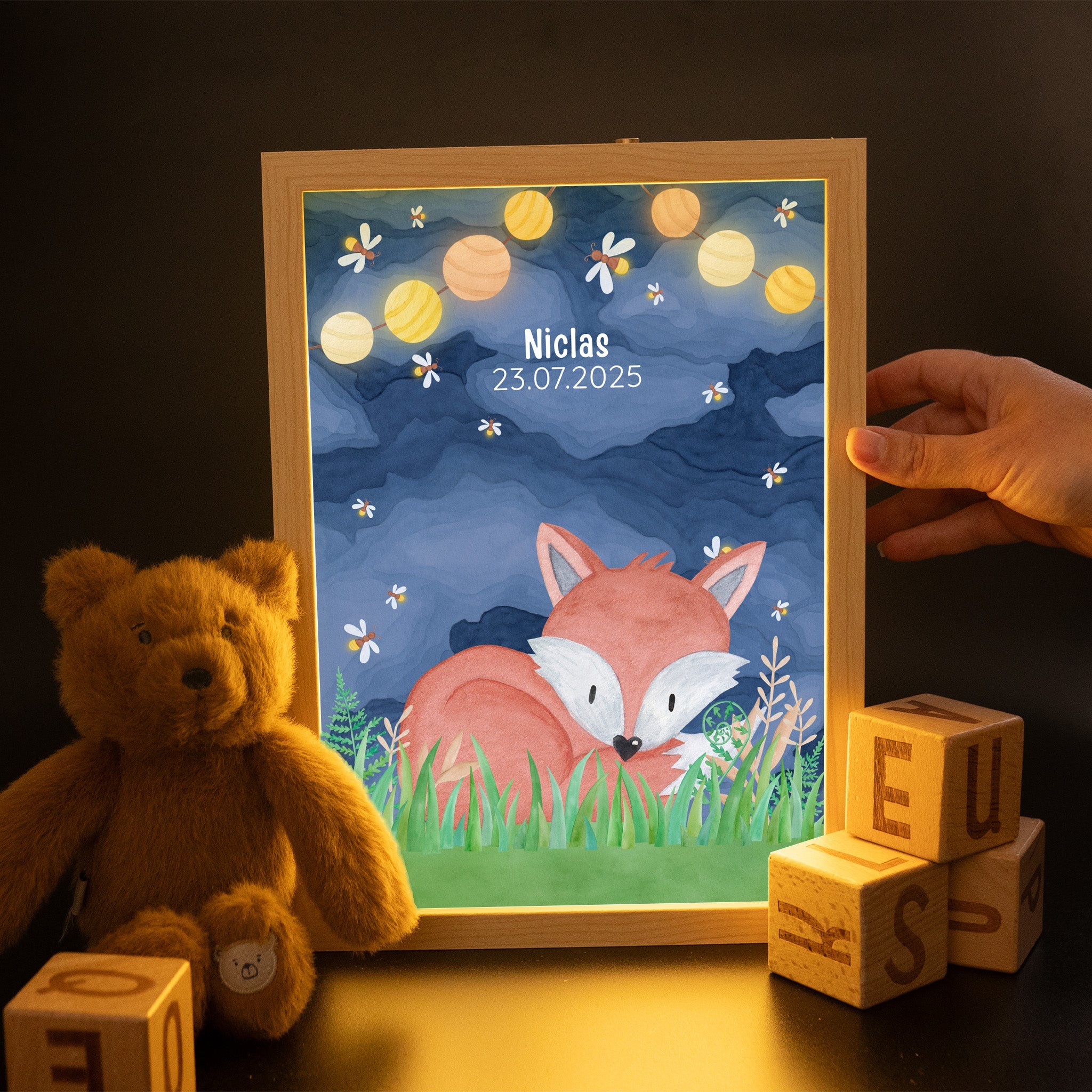 Magischer LED Bilderrahmen - Fuchs Glühwürmchen - wunderwunsch