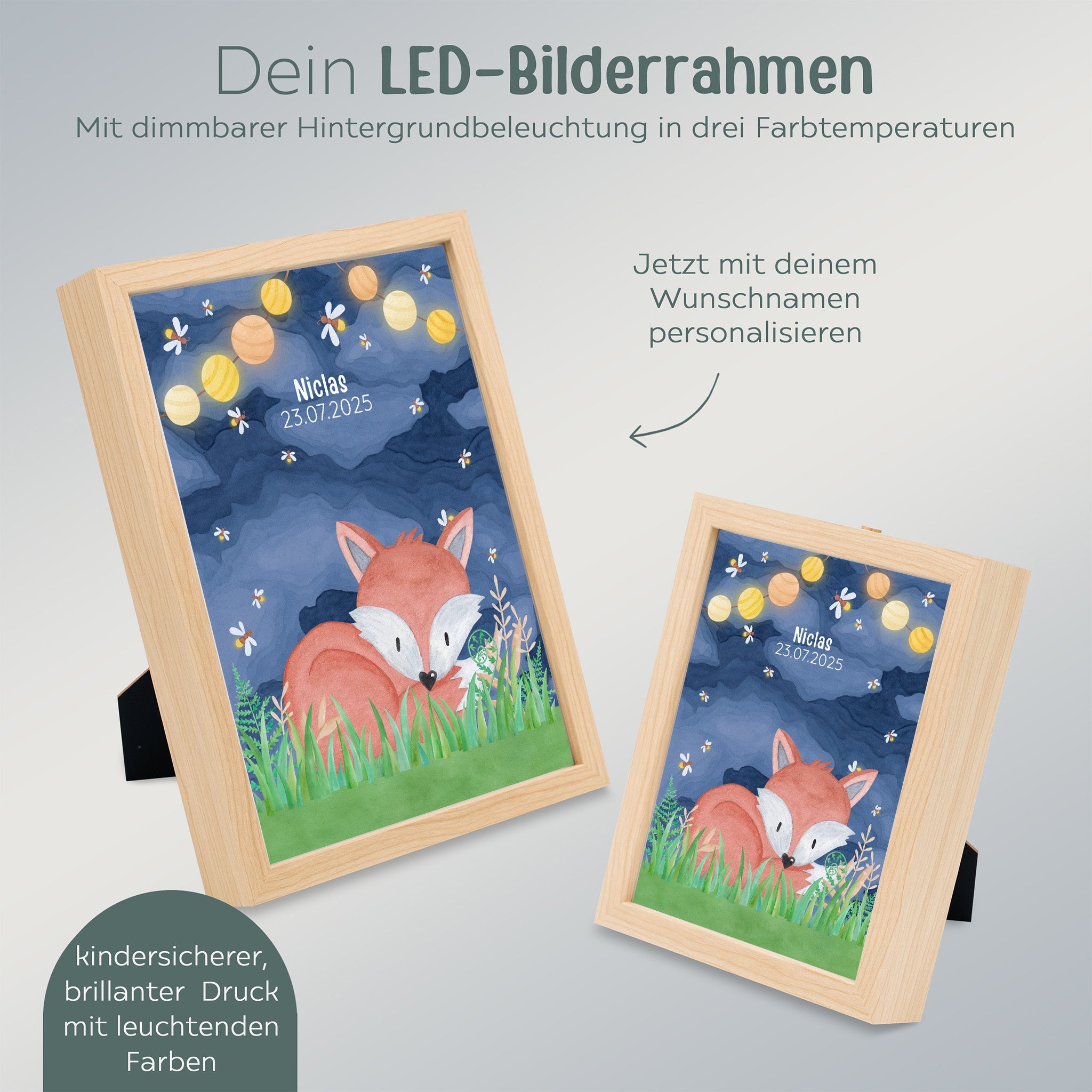 Magischer LED Bilderrahmen - Fuchs Glühwürmchen - wunderwunsch