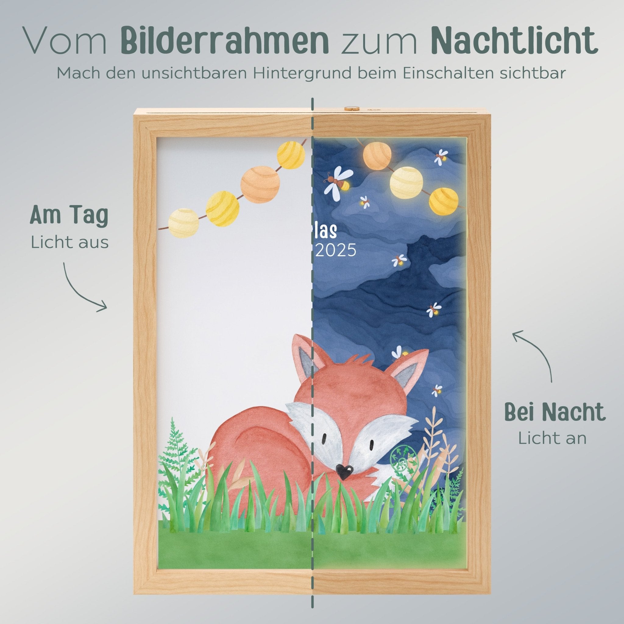 Magischer LED Bilderrahmen - Fuchs Glühwürmchen - wunderwunsch