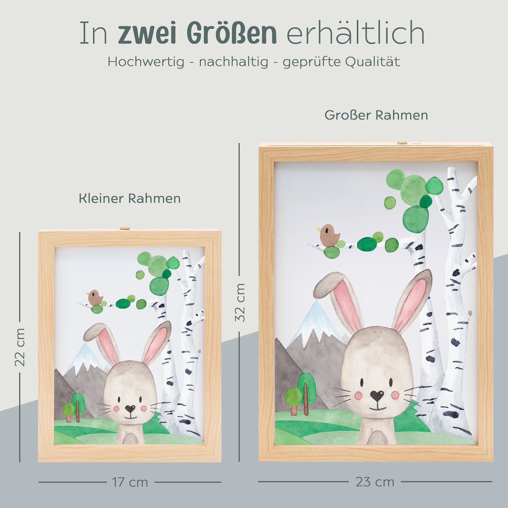 Magischer LED Bilderrahmen - Hase Birkenwald - wunderwunsch