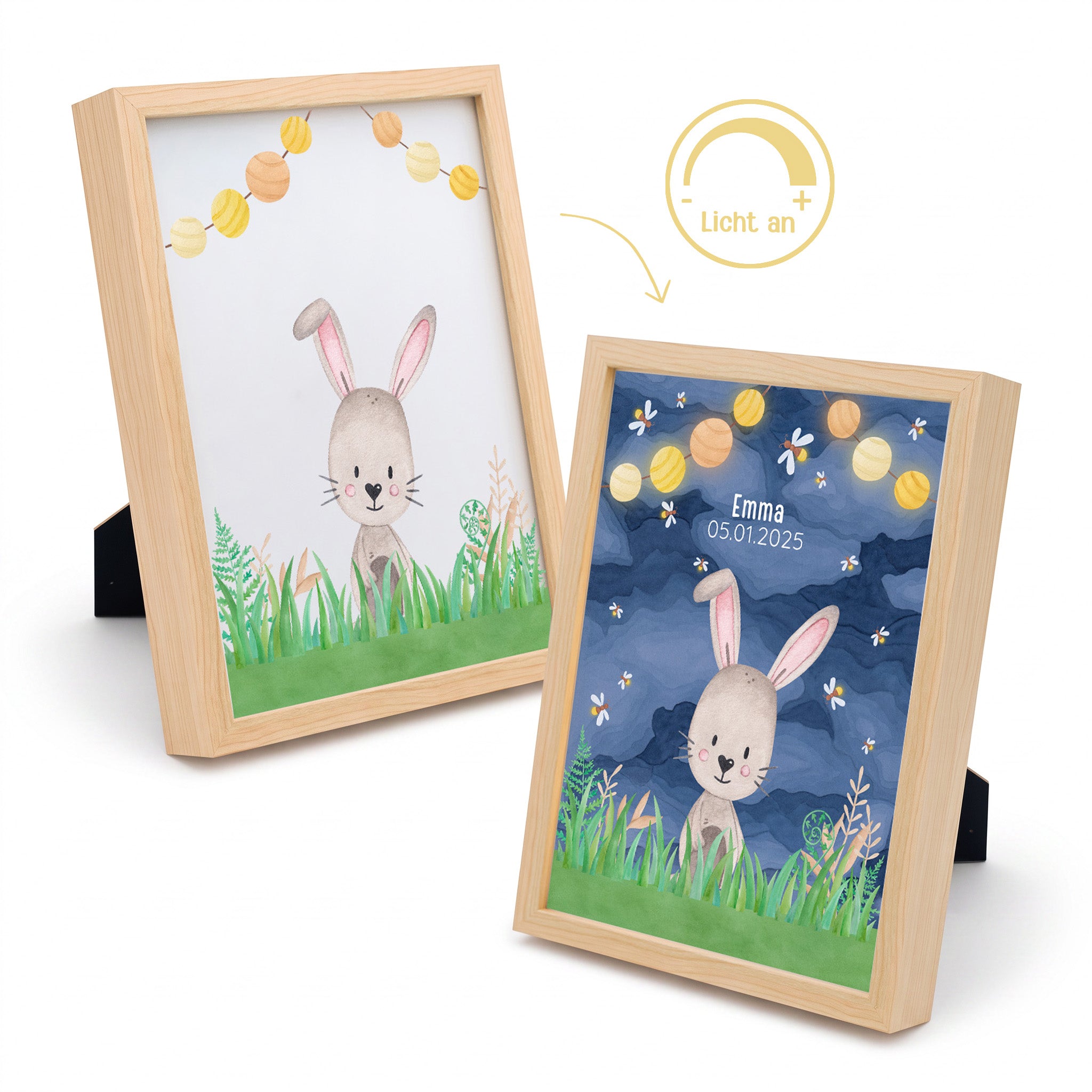 Magischer LED Bilderrahmen - Hase Glühwürmchen