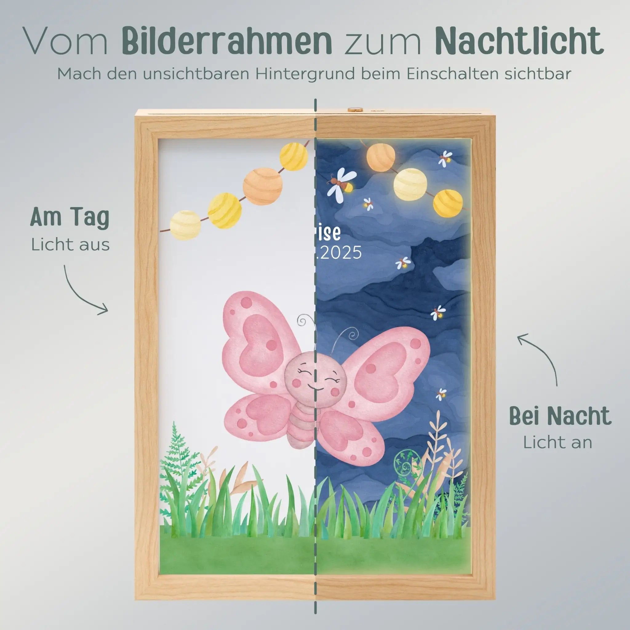 Magischer LED Bilderrahmen - Schmetterling Glühwürmchen - wunderwunsch