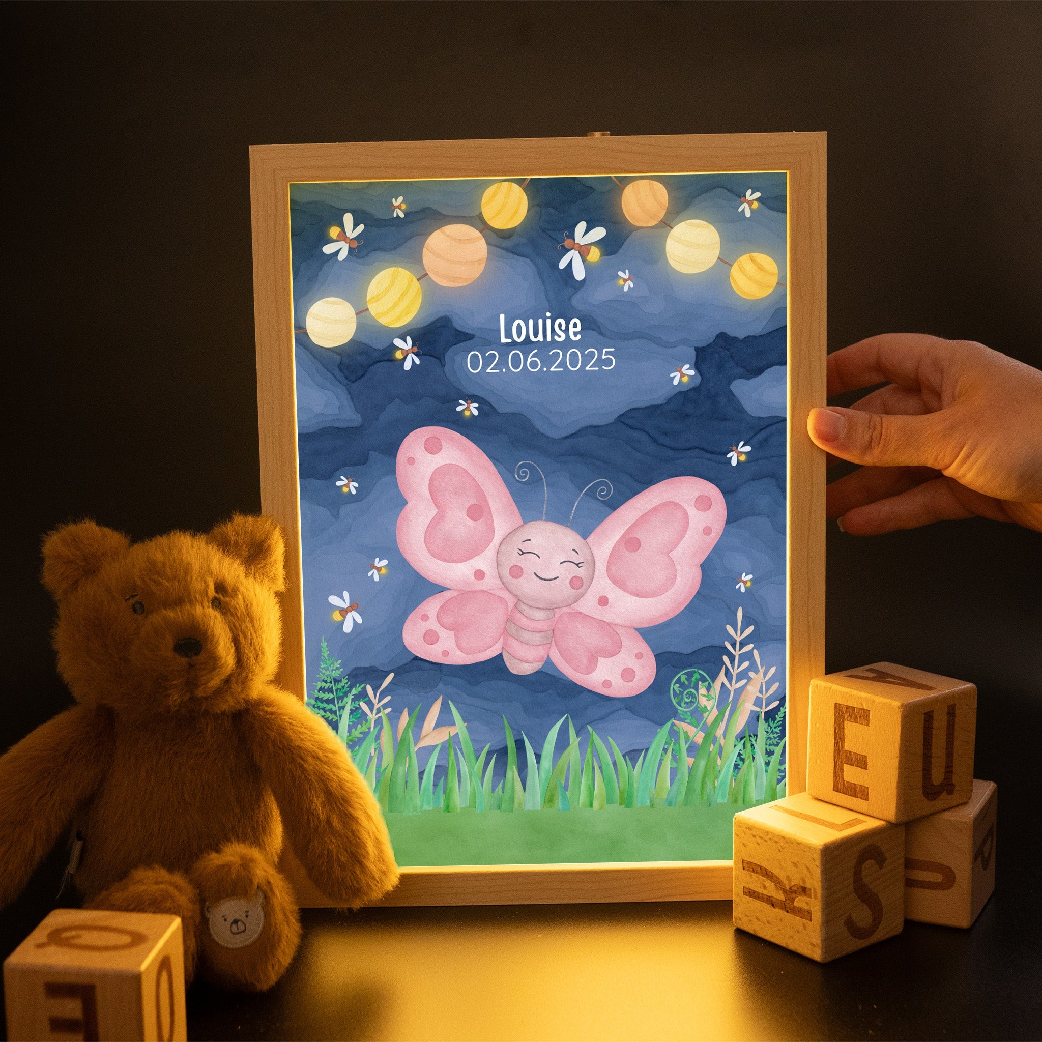 Magischer LED Bilderrahmen - Schmetterling Glühwürmchen - wunderwunsch