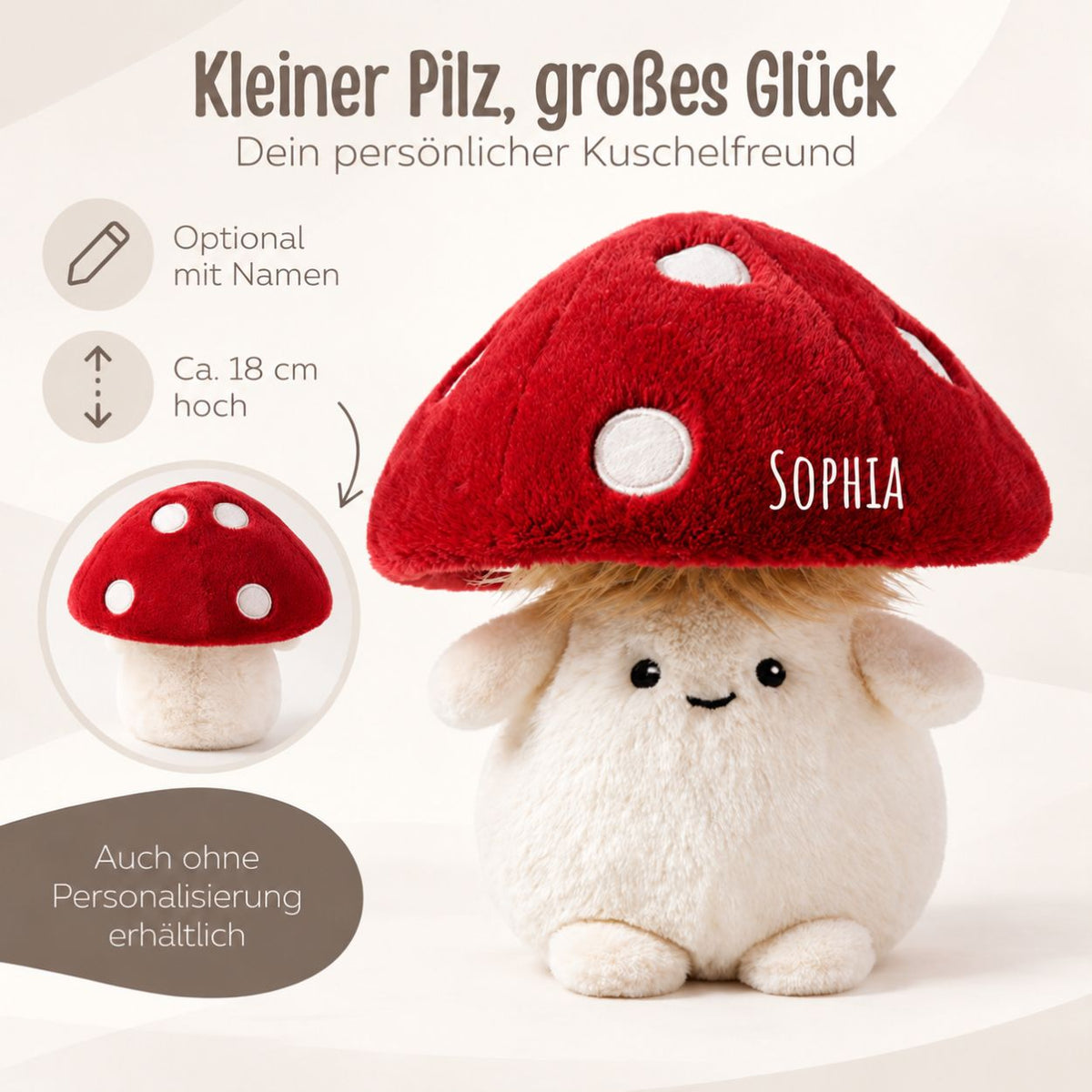 MCHUGS Kuscheltier personalisiert - Fliegenpilz - wunderwunsch