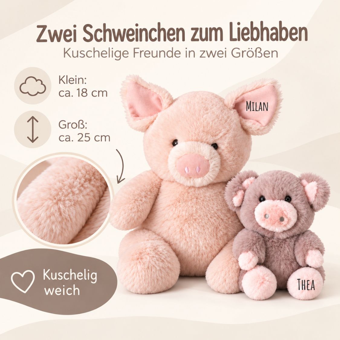 MCHUGS Kuscheltier personalisiert - Schwein - wunderwunsch