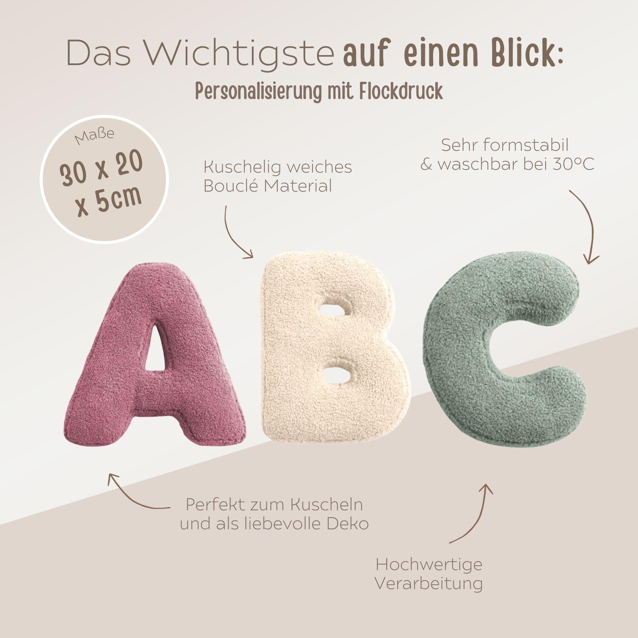 MEALIVING Buchstabenkissen Boucle - wunderwunsch