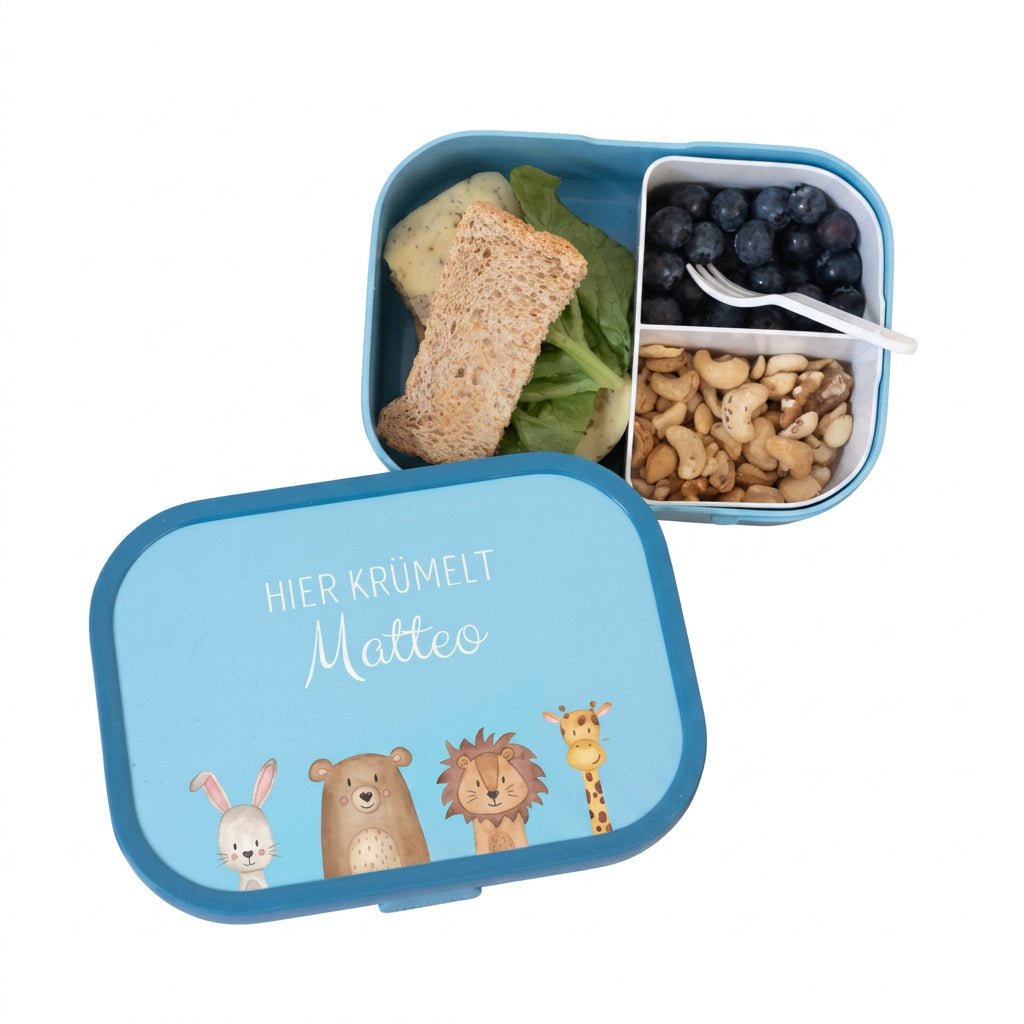 MEPAL Brotdose Campus personalisiert mit Bento Einsatz - Tiere unten Girlande Aquarell - wunderwunsch