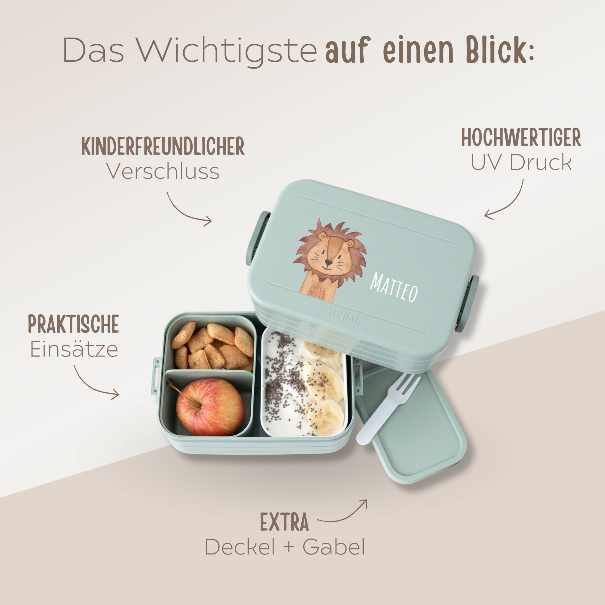 MEPAL Brotdose mit Einsatz - Tier einzeln - wunderwunsch