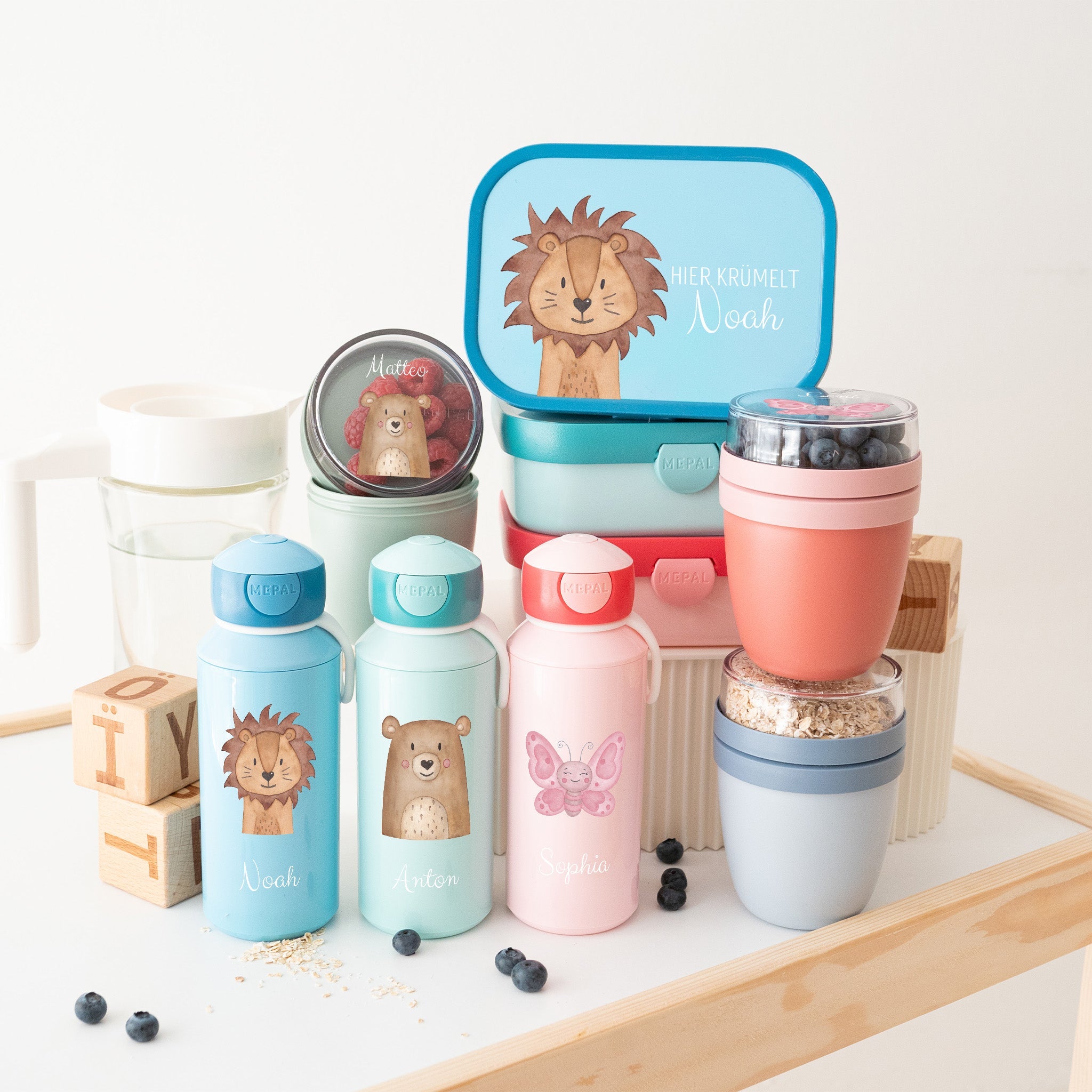 MEPAL Campus Lunchset - Tiere unten Aquarell - wunderwunsch