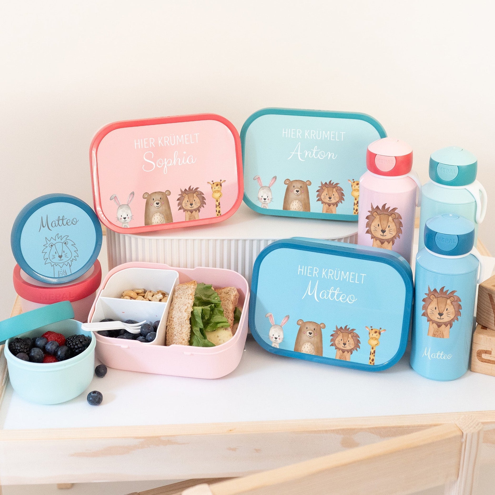 MEPAL Campus Pausenset - Tiere unten Aquarell - wunderwunsch