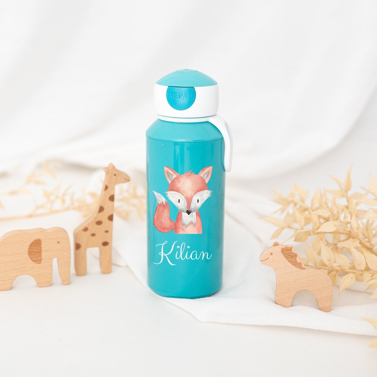 MEPAL Kinder Trinkflasche personalisiert - Tier Aquarell - wunderwunsch