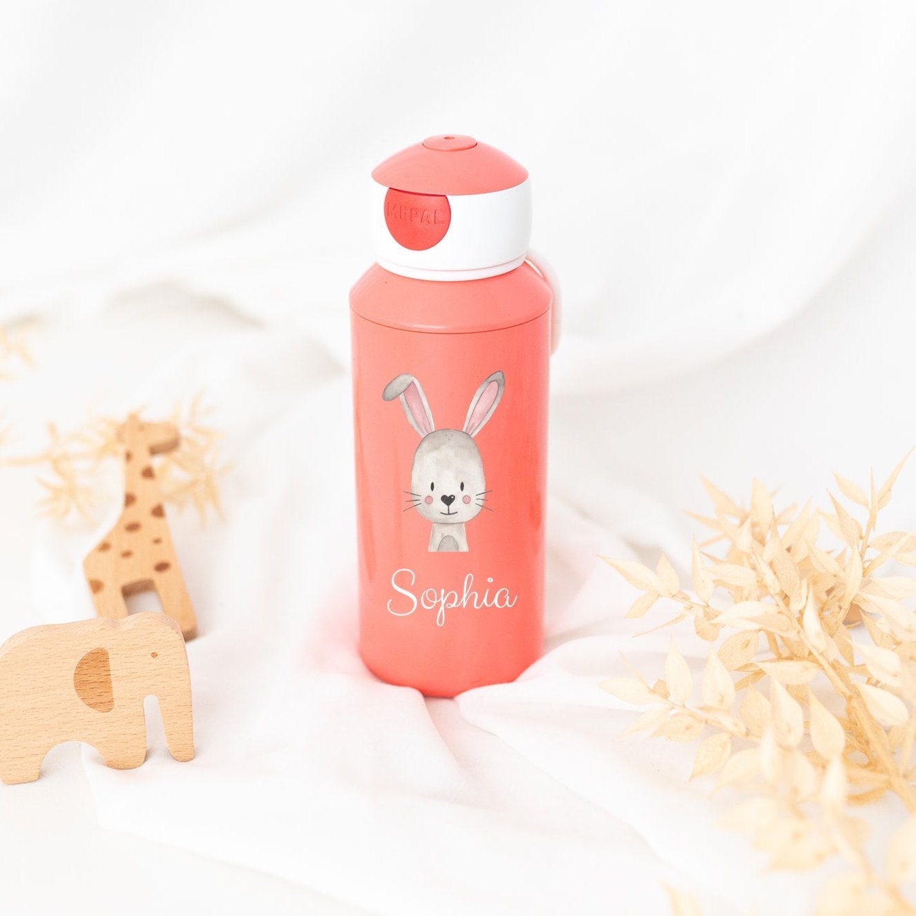 MEPAL Kinder Trinkflasche personalisiert - Tier Aquarell - wunderwunsch