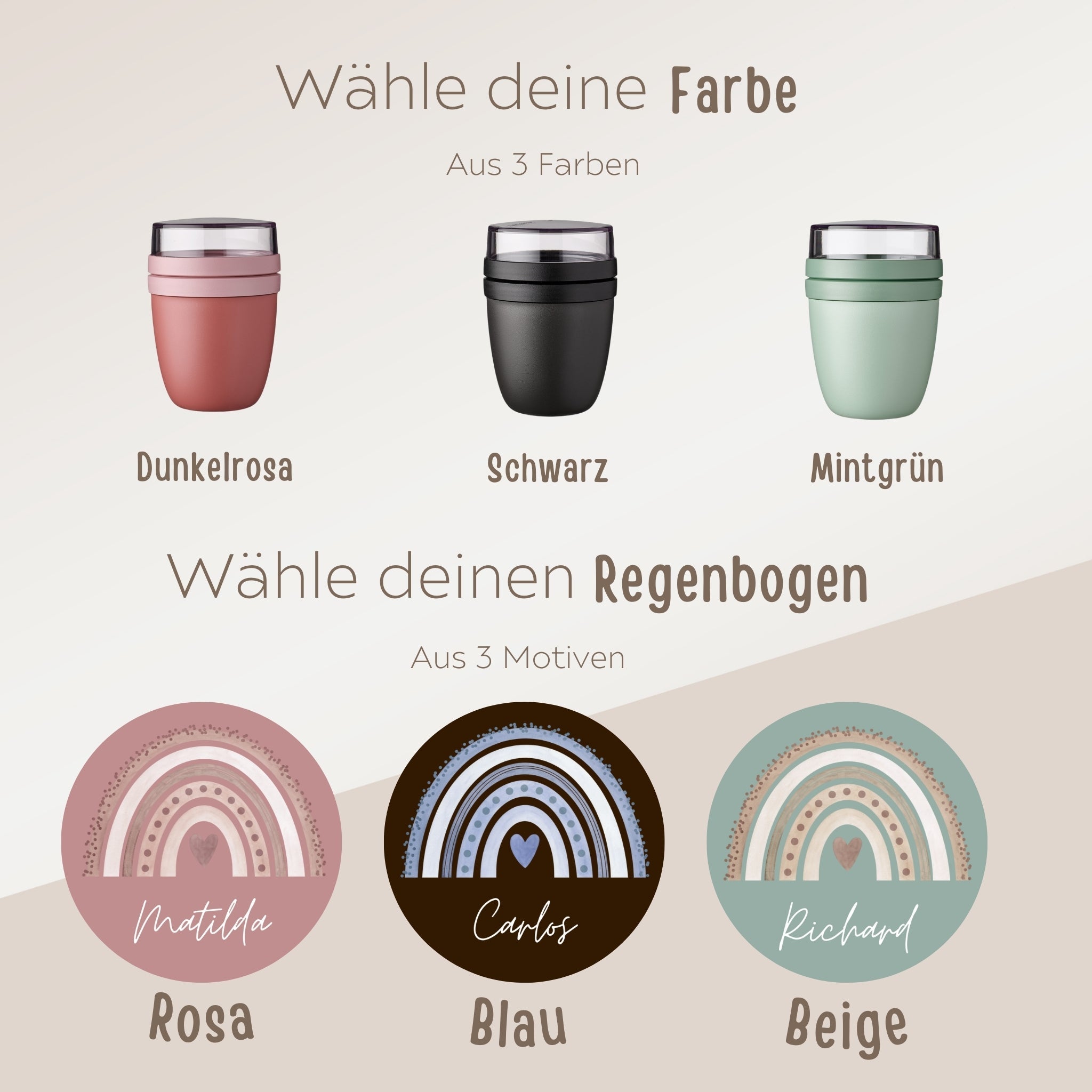 MEPAL Müslibecher personalisiert - Regenbogen Punkte Aquarell - wunderwunsch