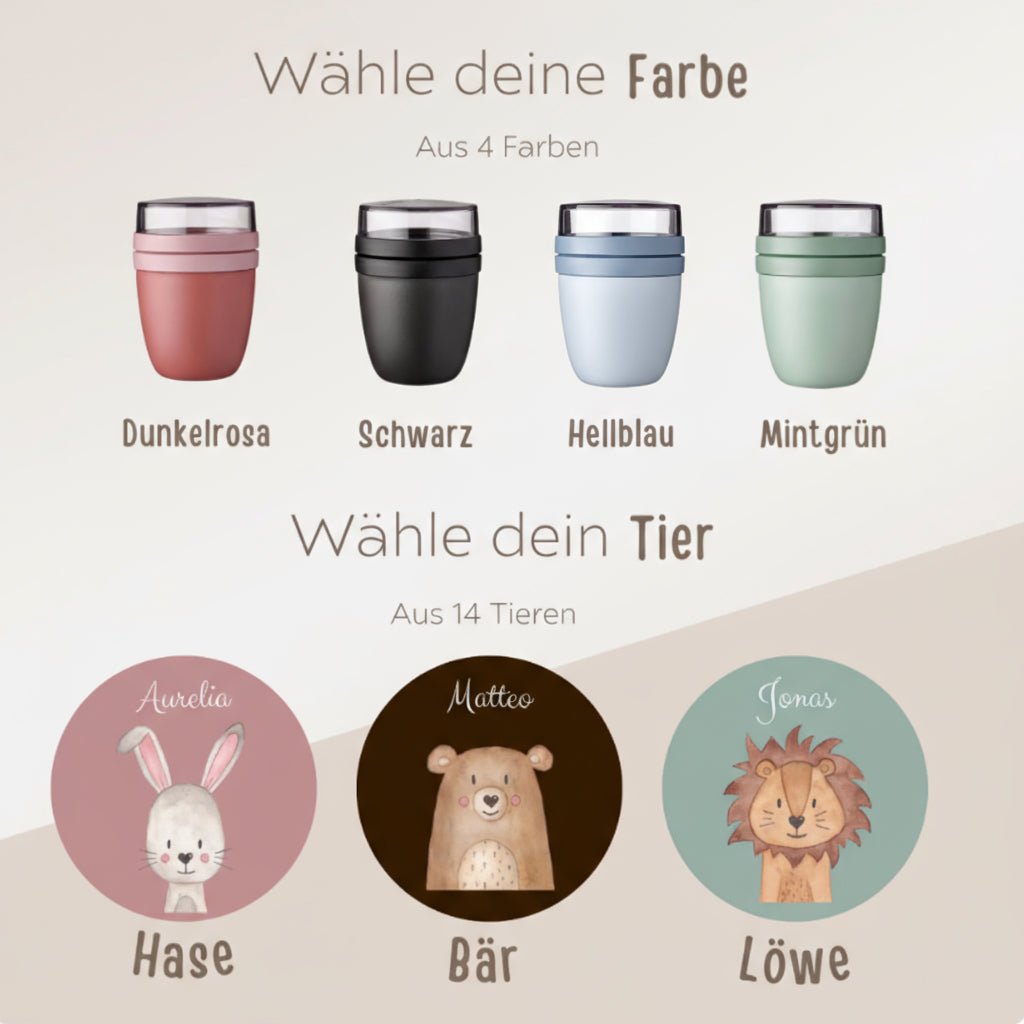 MEPAL Müslibecher personalisiert - Tier Aquarell - wunderwunsch