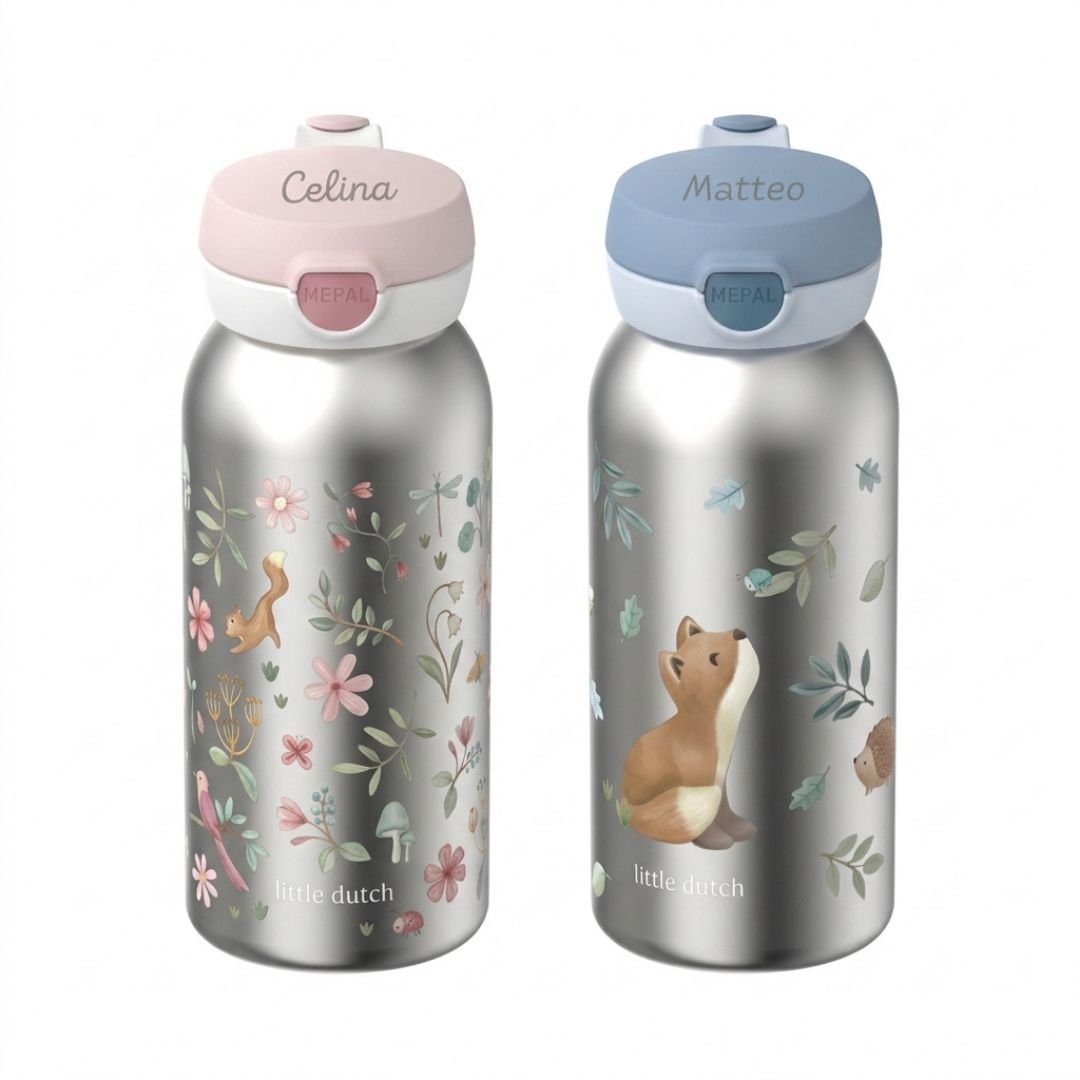 MEPAL x Little Dutch Edelstahl Kinder Trinkflasche Pop-up personalisiert - wunderwunsch