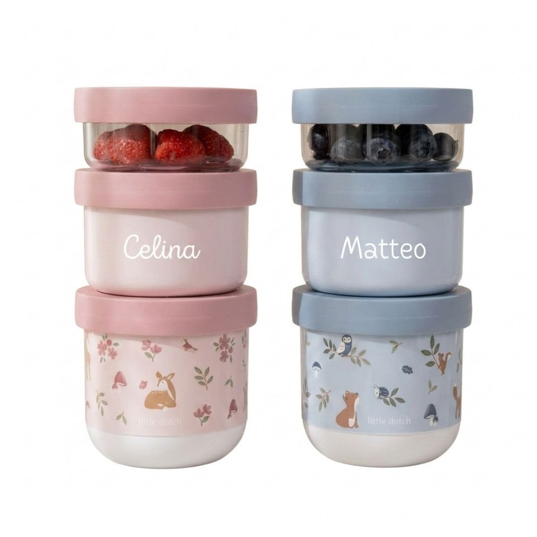 MEPAL x Little Dutch Snackbox stapelbar 3-teilig personalisiert - wunderwunsch