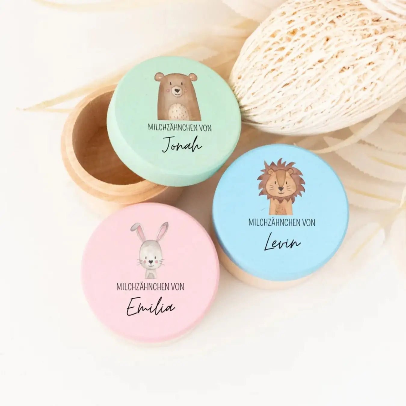 Milchzahndose farbig personalisiert - Tier - wunderwunsch