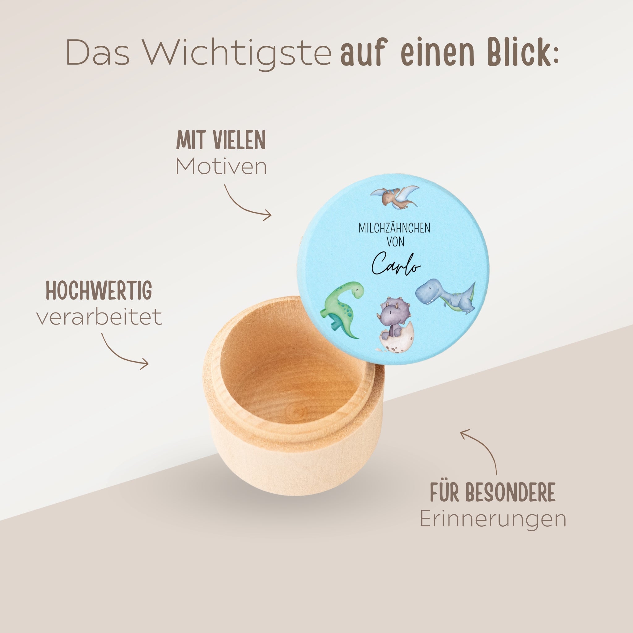 Milchzahndose farbig personalisiert - Tiere und Dinos Aquarell - wunderwunsch