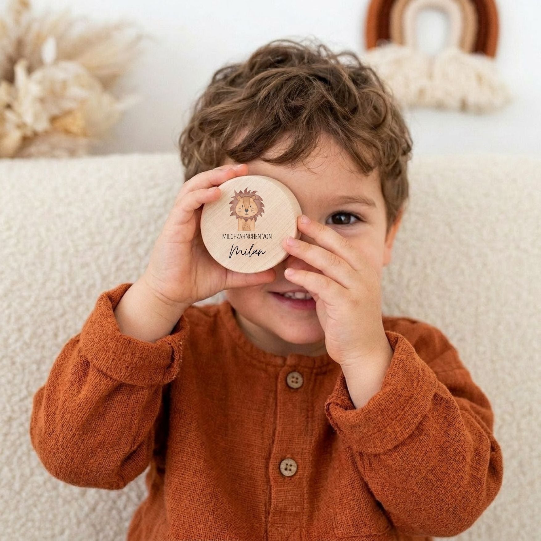 Milchzahndose Holz personalisiert - Tier Aquarell - wunderwunsch