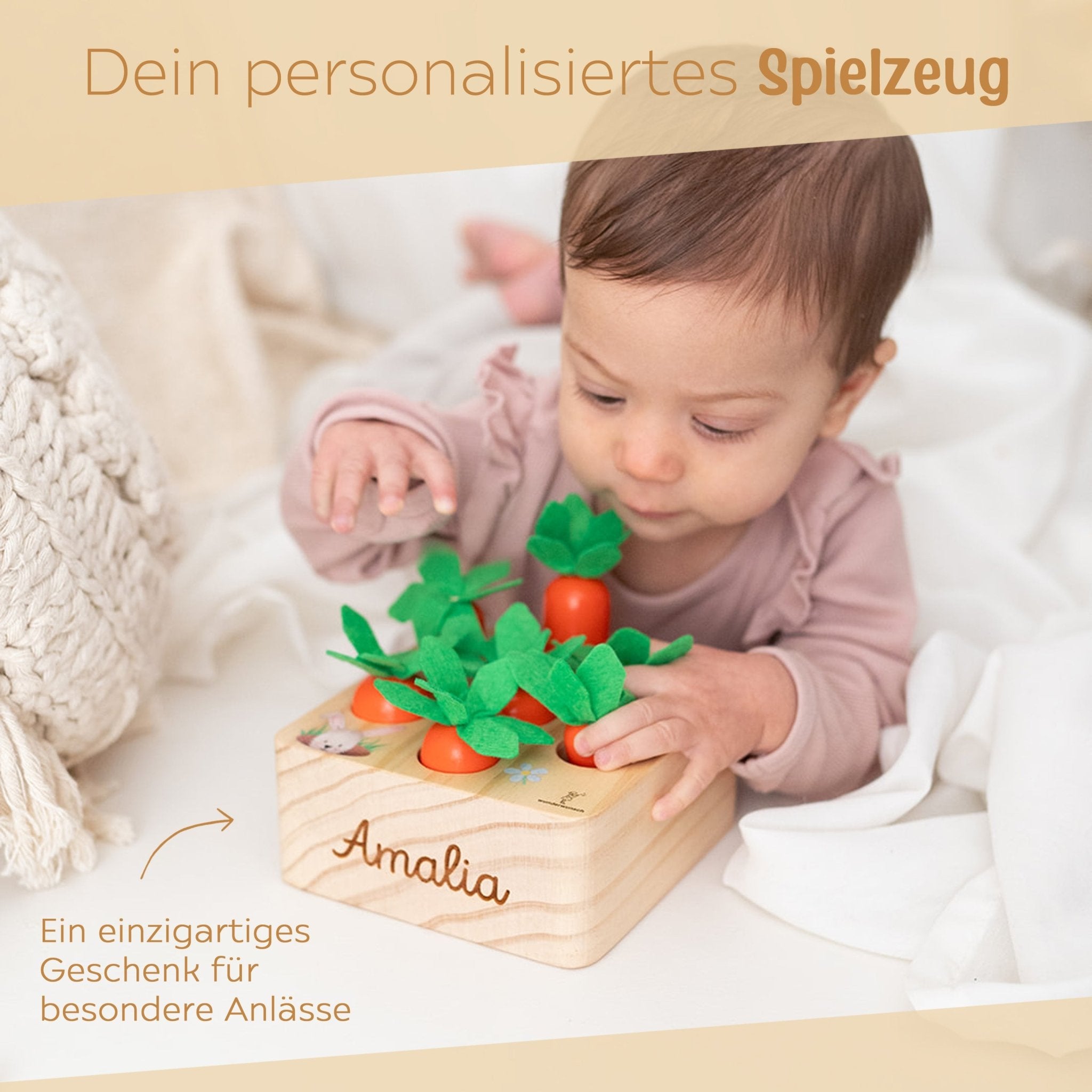 Möhren Steckspiel Holz personalisiert - wunderwunsch
